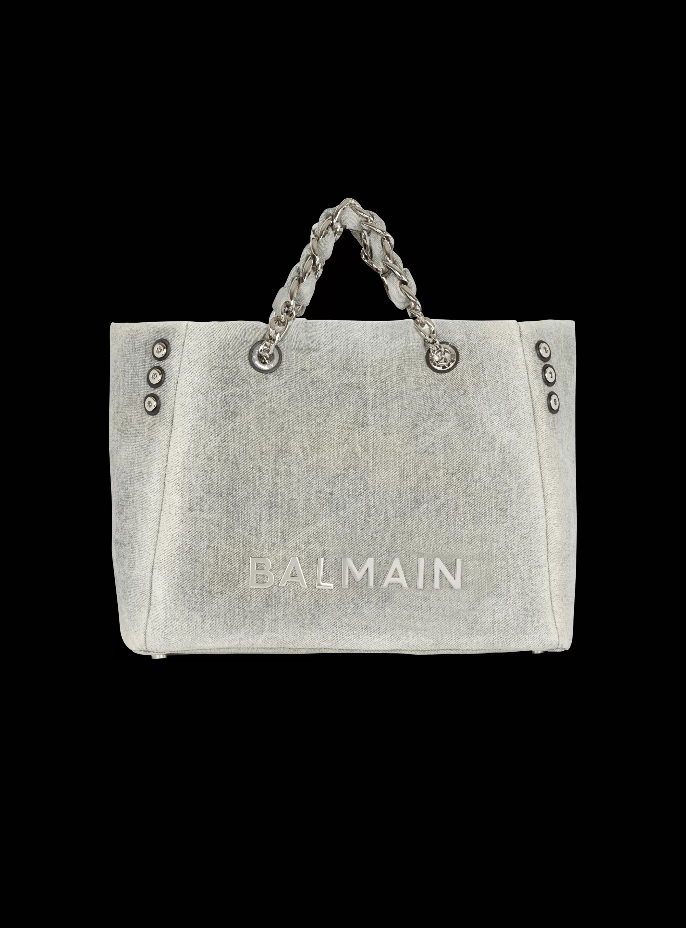 Balmain Shopper | Borse A Spalla-1945 Soft Faded Denim Tote Bag grey