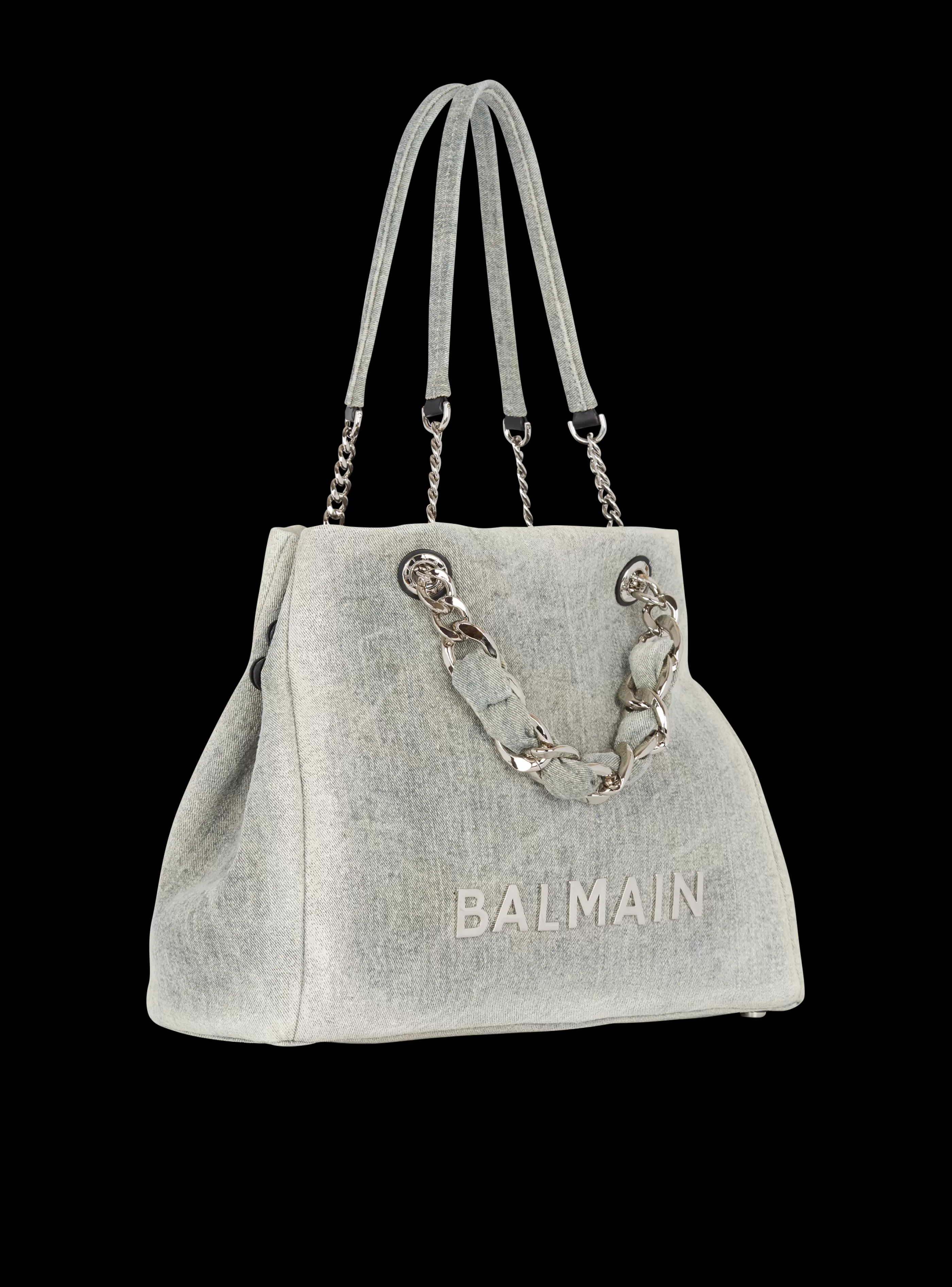 Balmain Shopper | Borse A Spalla-1945 Soft Faded Denim Tote Bag grey