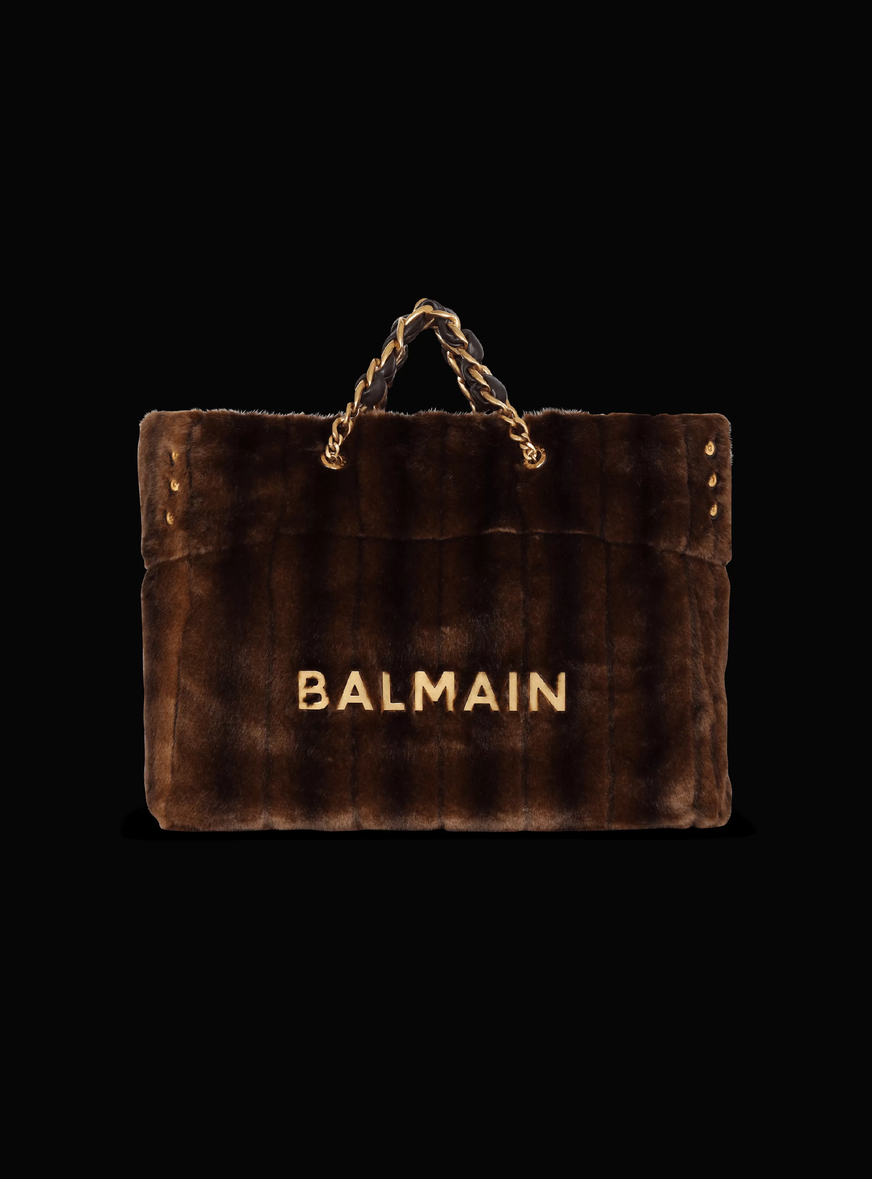 Balmain Shopper | Borse A Spalla-1945 Soft Faux Fur Tote Bag brown