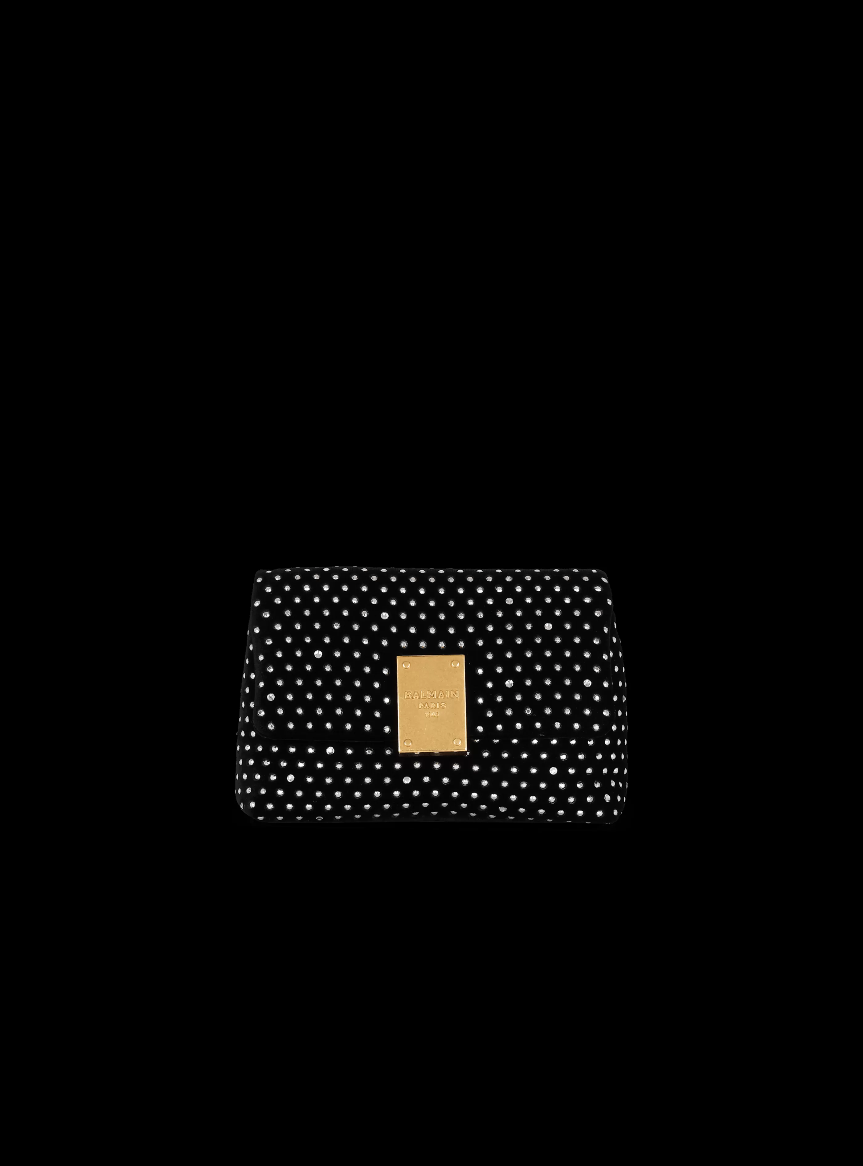 Balmain Borse Mini | Borse A Spalla-1945 Soft Mini Velvet And Crystal Bag black