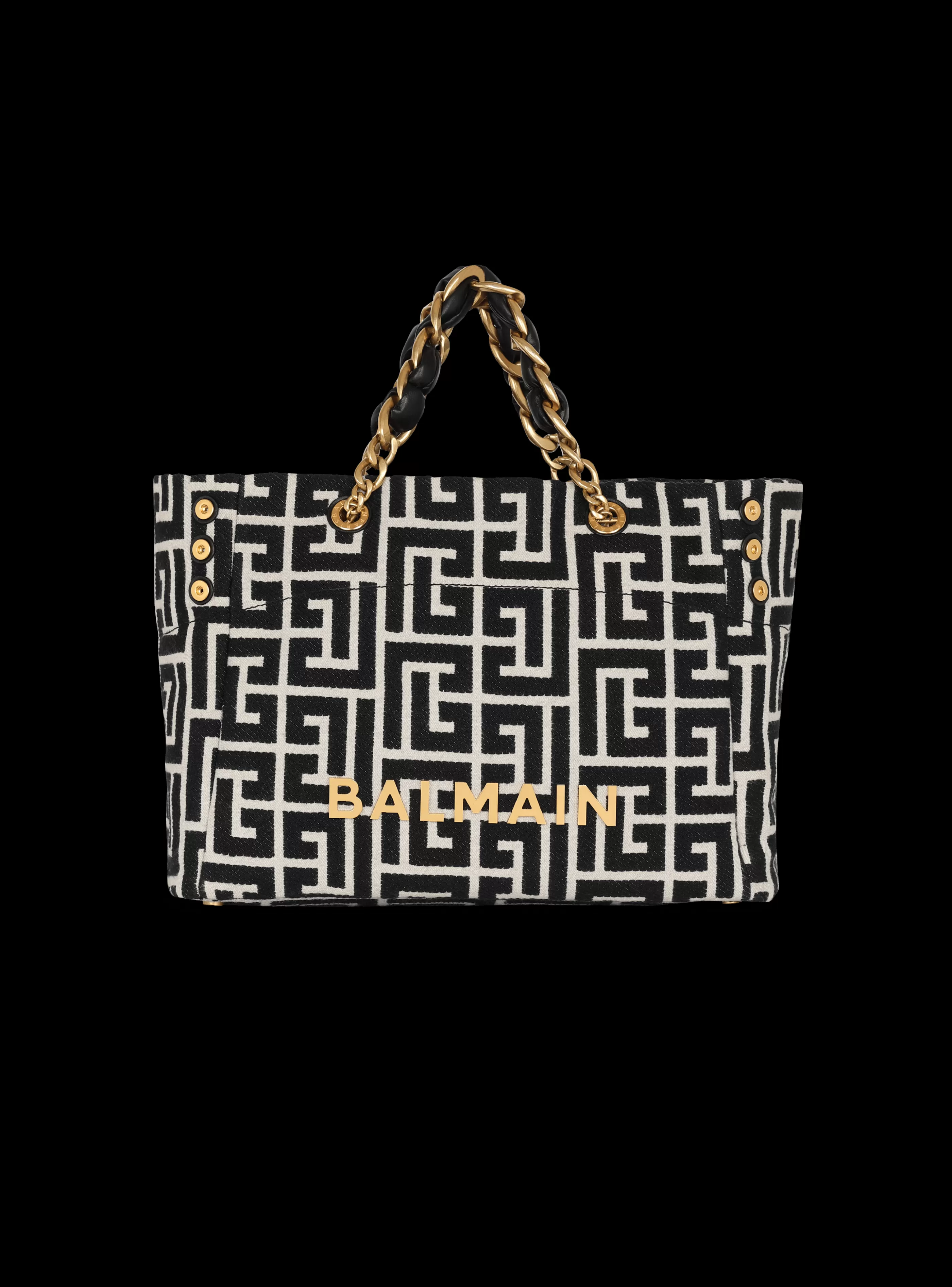 Balmain Shopper | Borse A Spalla-1945 Soft Monogrammed Jacquard Tote Bag black