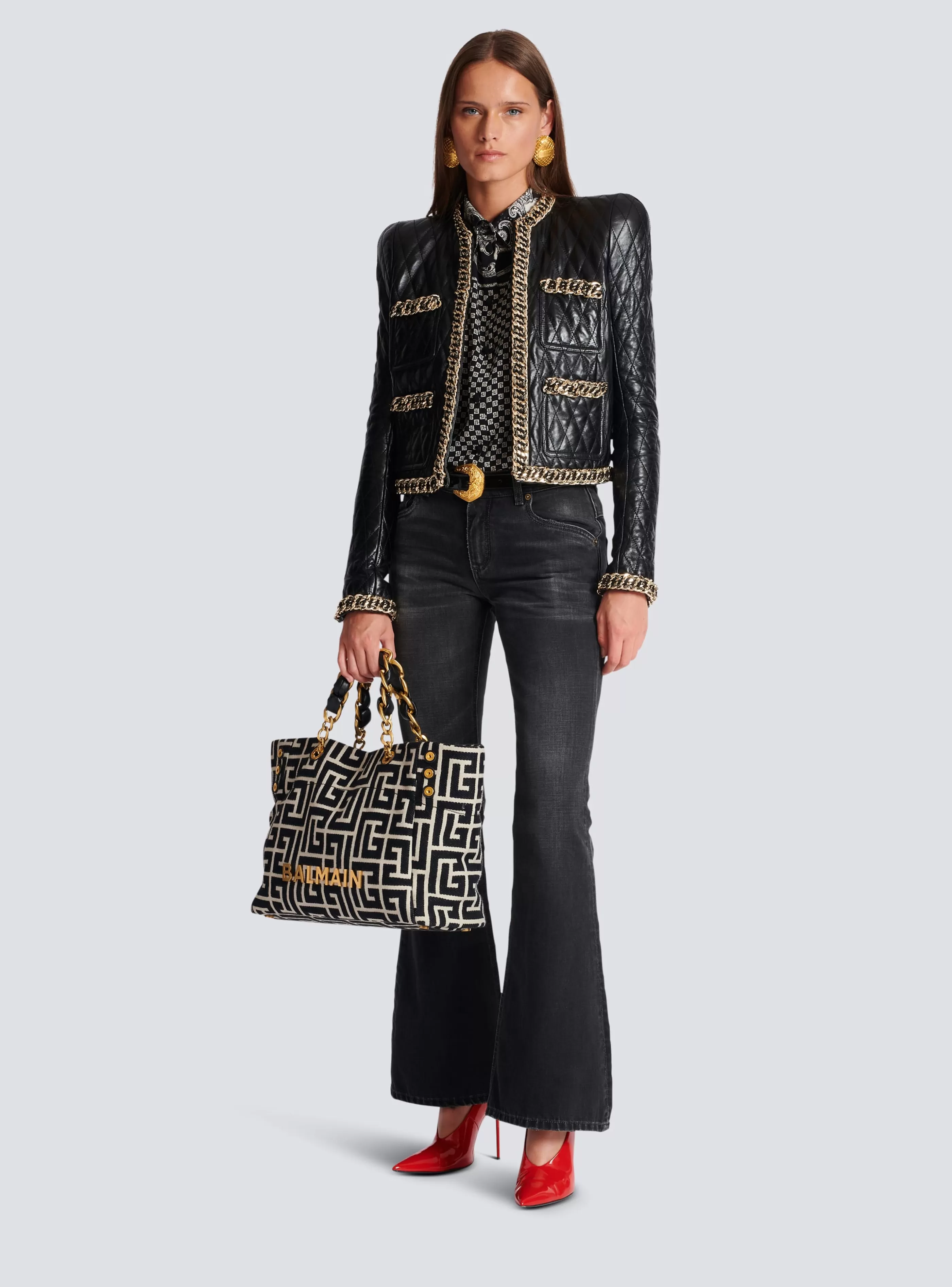 Balmain Shopper | Borse A Spalla-1945 Soft Monogrammed Jacquard Tote Bag black