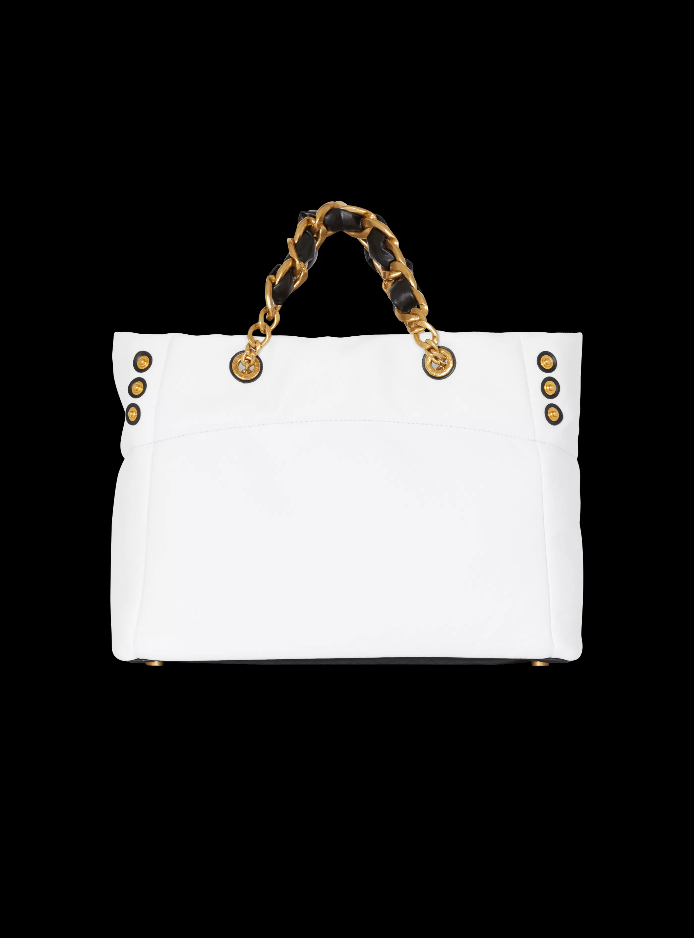 Balmain Shopper | Borse A Spalla-1945 Soft Tote Bag In Embossed Calfskin With A Grid Motif white