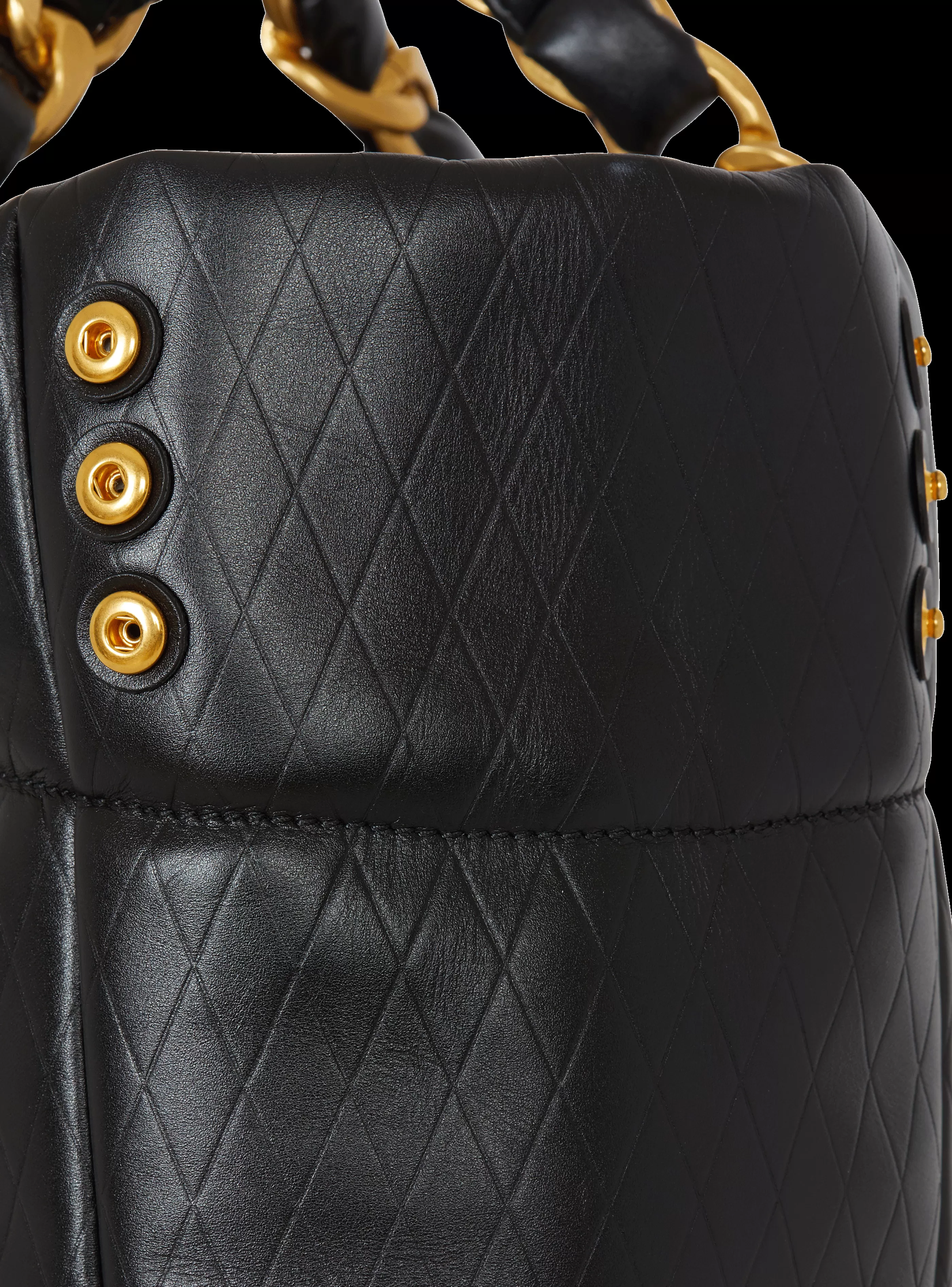 Balmain Shopper | Borse A Spalla-1945 Soft Tote Bag In Embossed Calfskin With A Grid Motif black