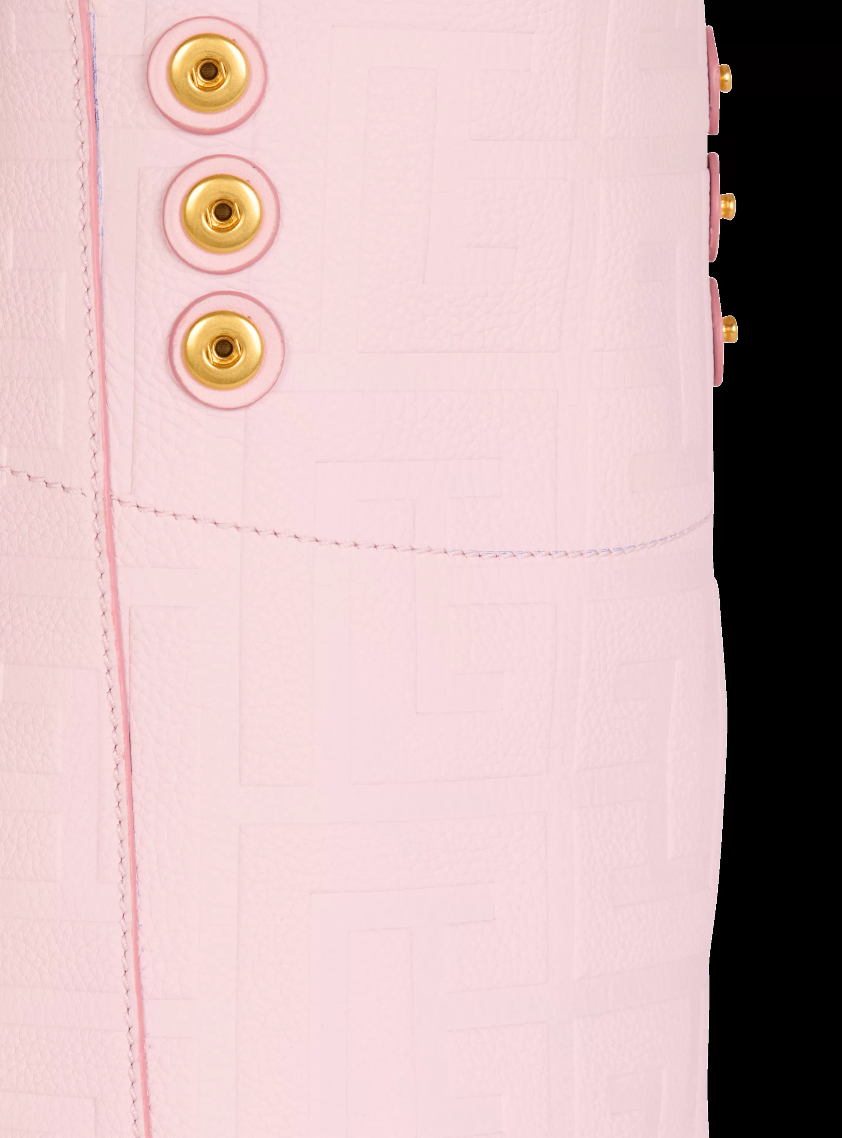 Balmain Shopper | Borse A Spalla-1945 Soft Tote Bag In Embossed Grained Calfskin With A PB Labyrinth Monogram pink