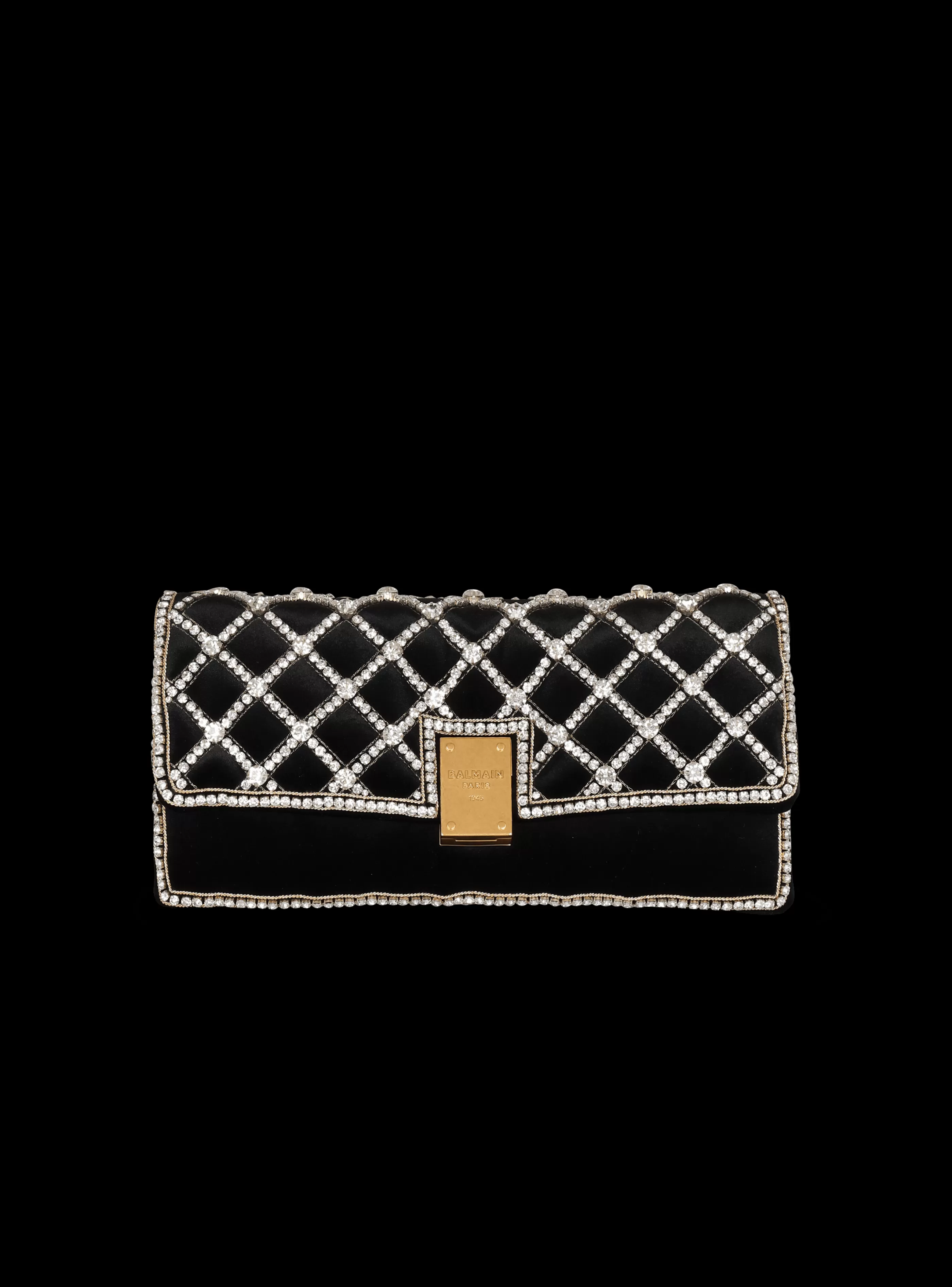 Balmain Borse Mini | Borse A Spalla-1945 Soft Velvet And Pearl Clutch black