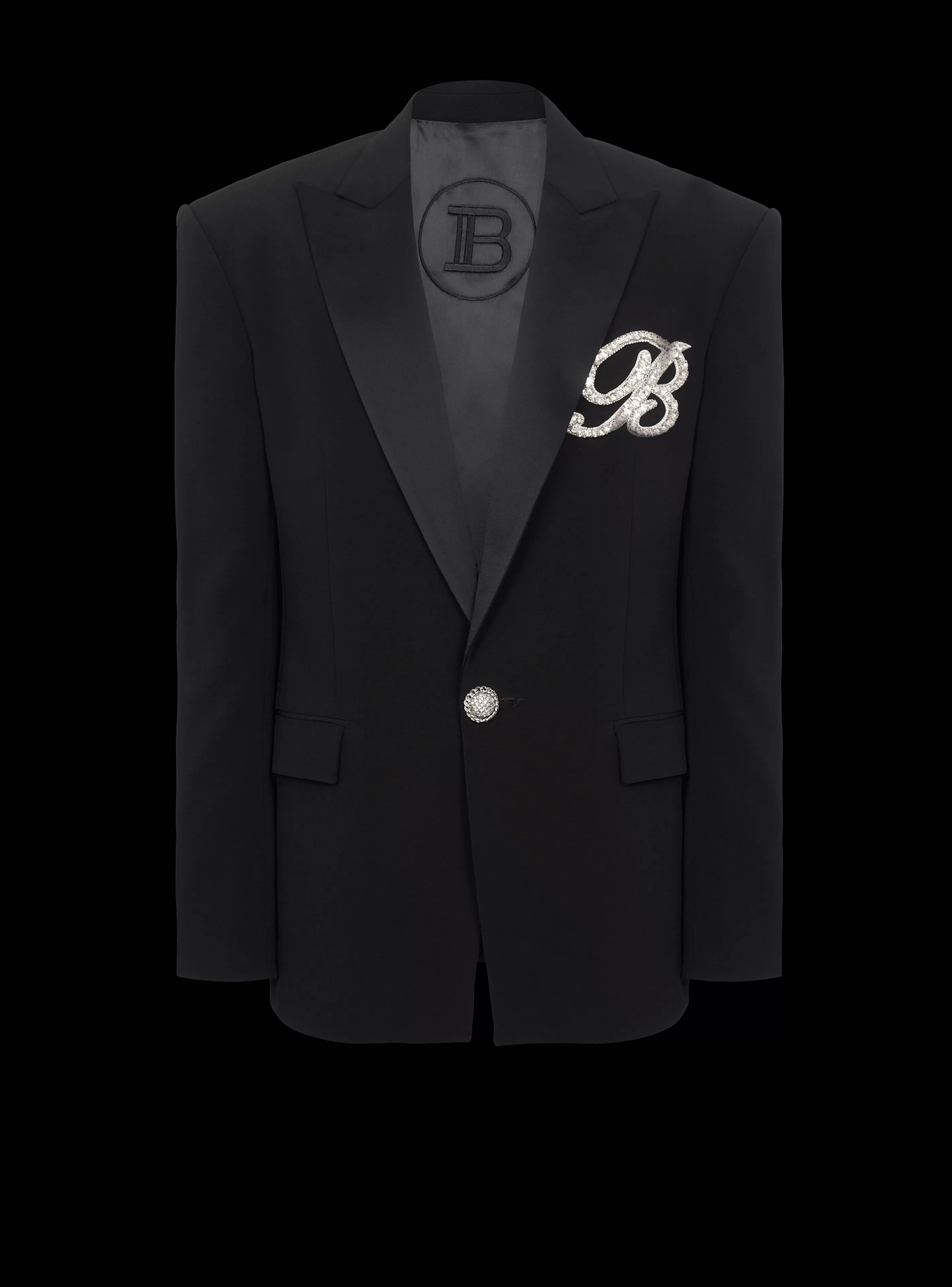 Balmain Giacche E Blazers-1-button Crepe And Satin Jacket black