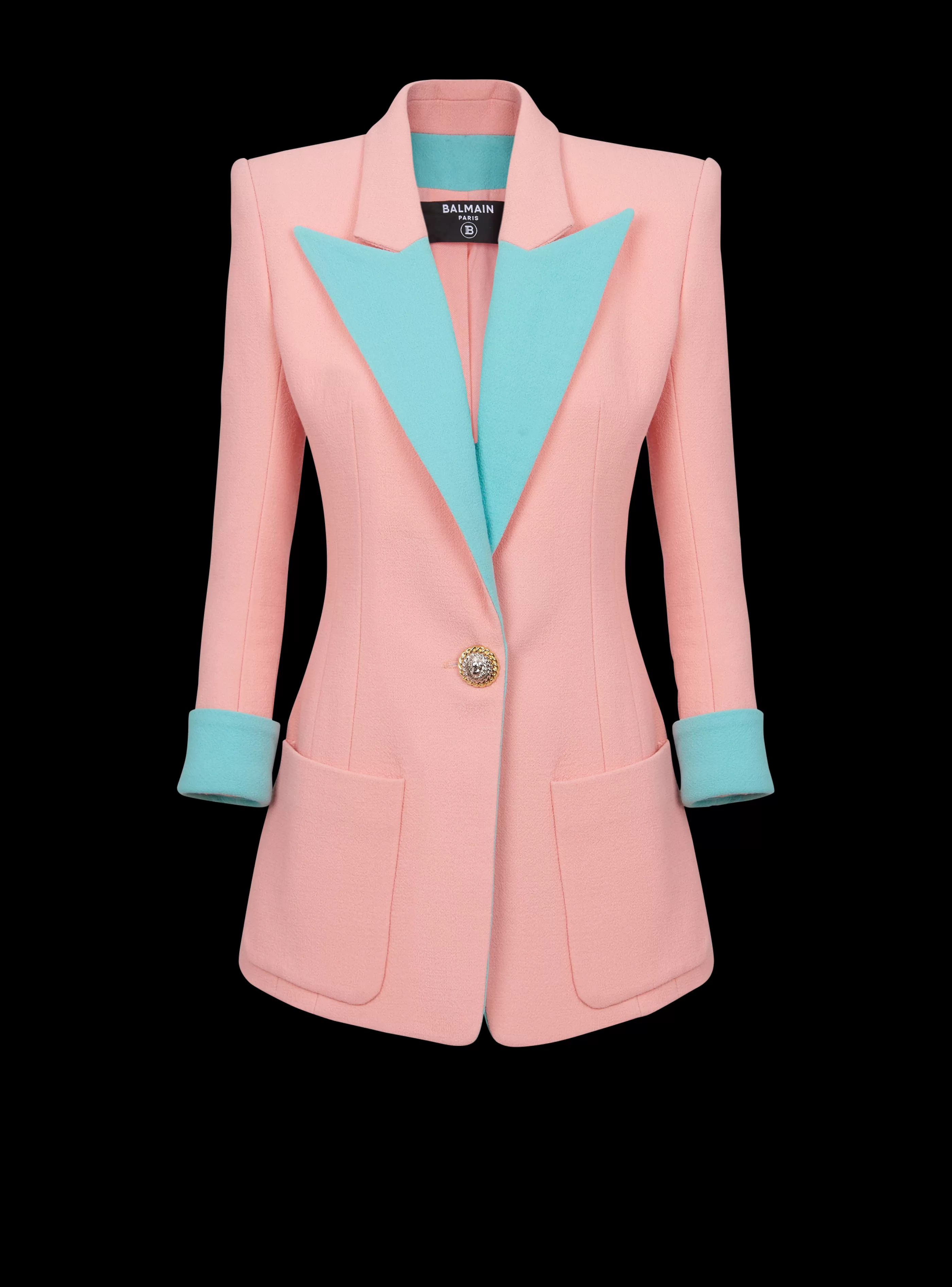 Balmain Giacche E Blazer-1-button Double Crepe Two-tone Jacket pink