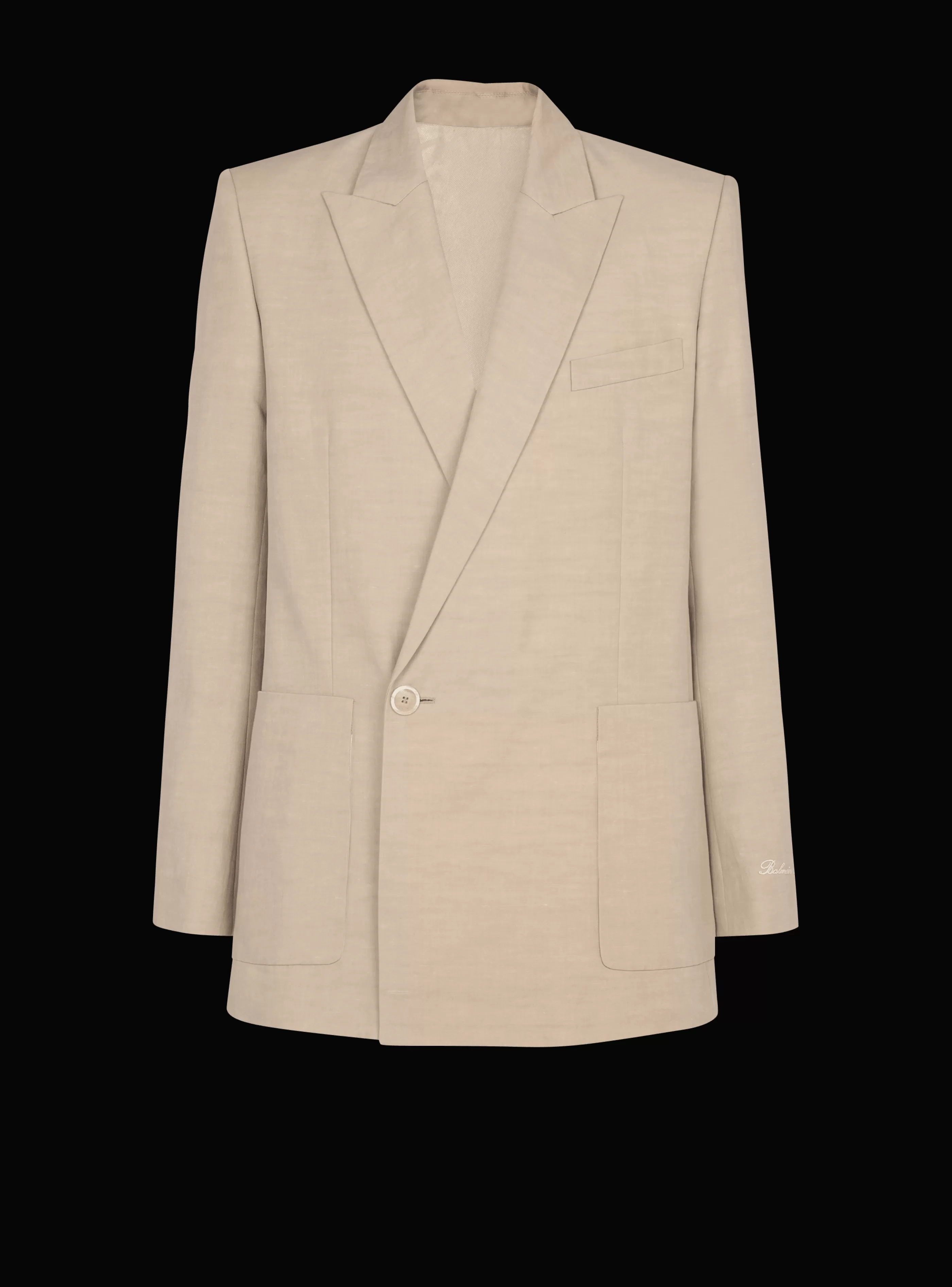 Balmain Giacche E Blazers-1-button Jacket In Fluid Canvas beige