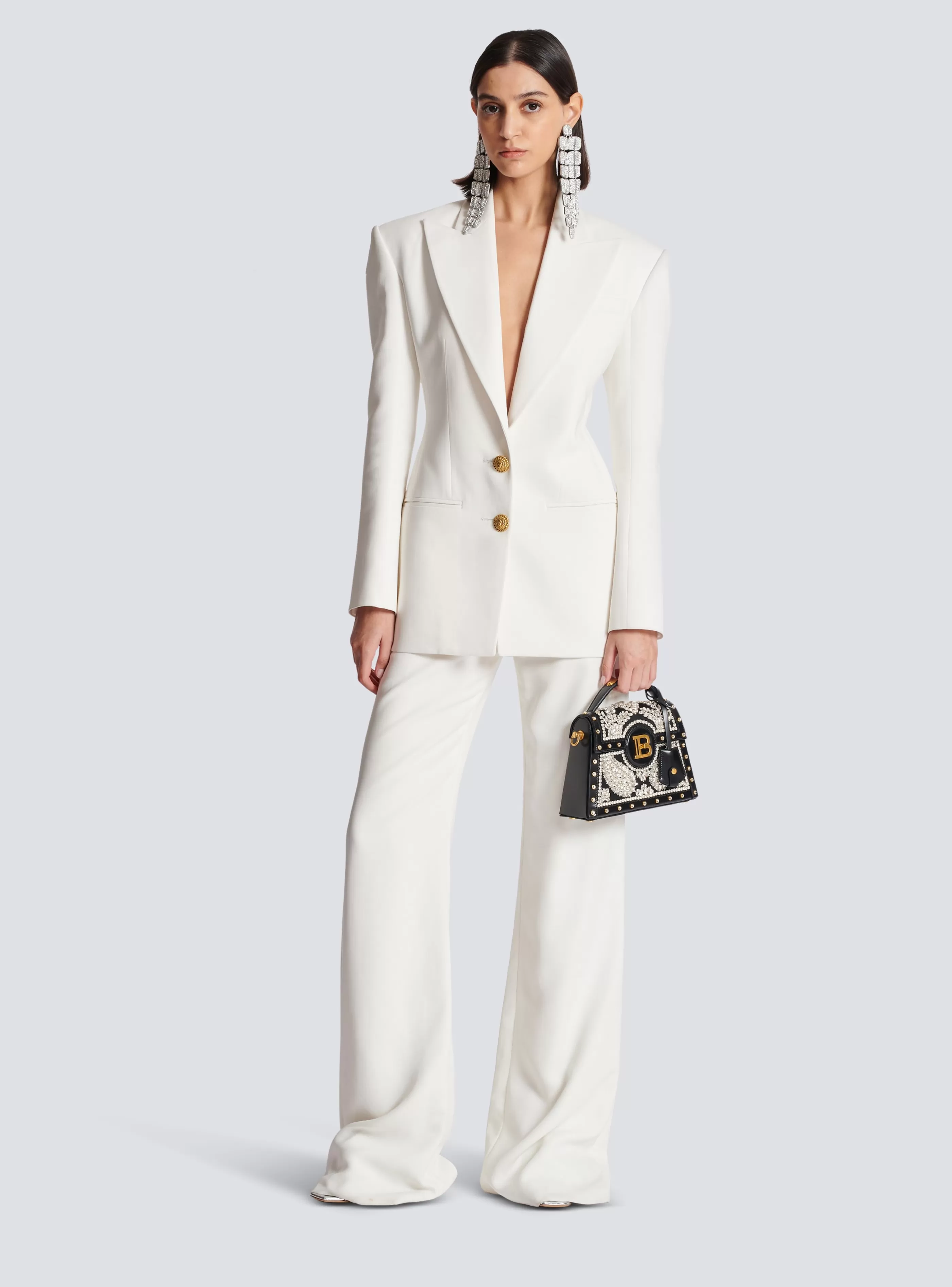 Balmain Giacche E Blazer-2-button Crepe Jacket white