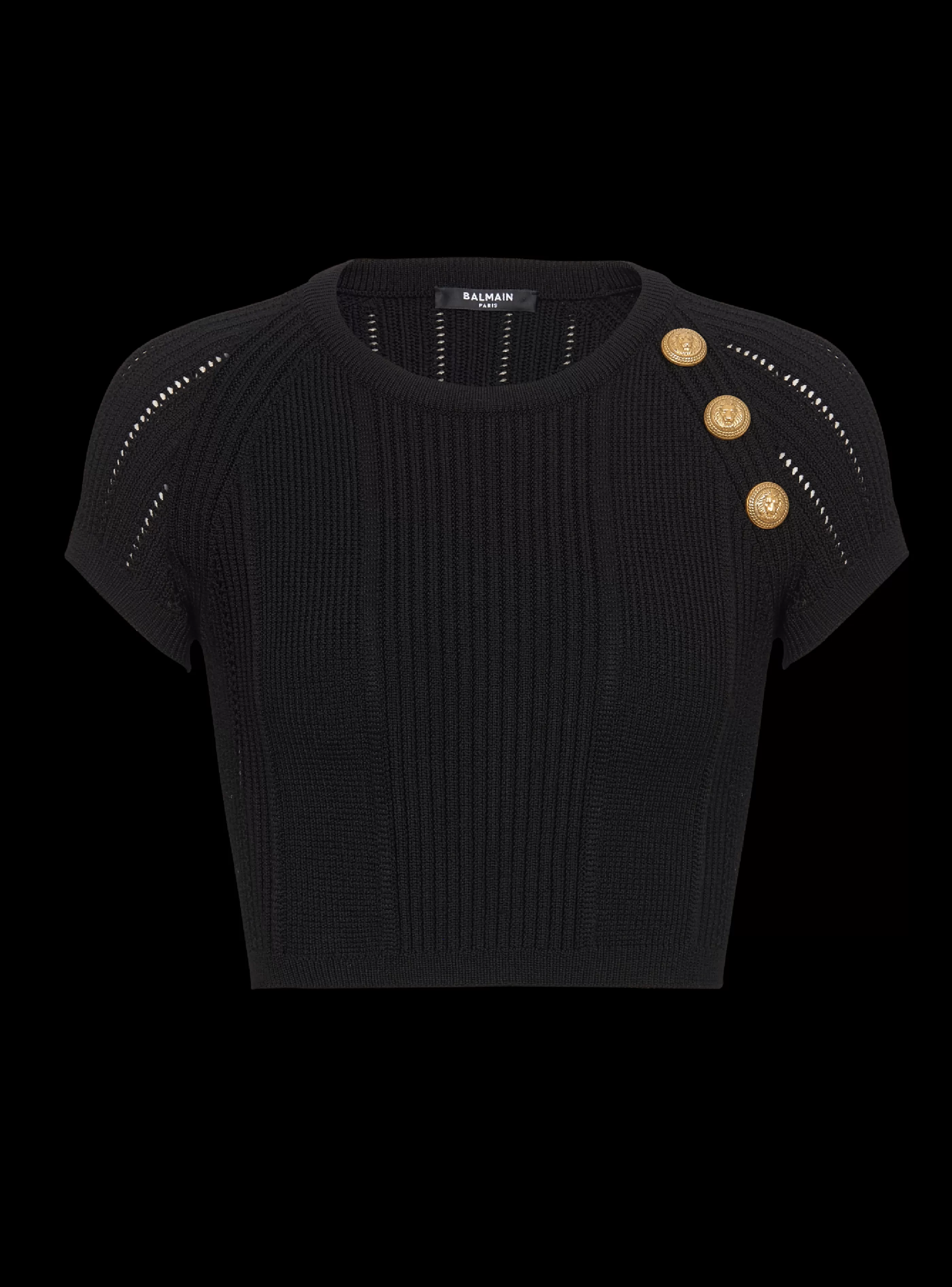 Balmain Maglieria | Top E Camicie-3-button Fine Knit Top black