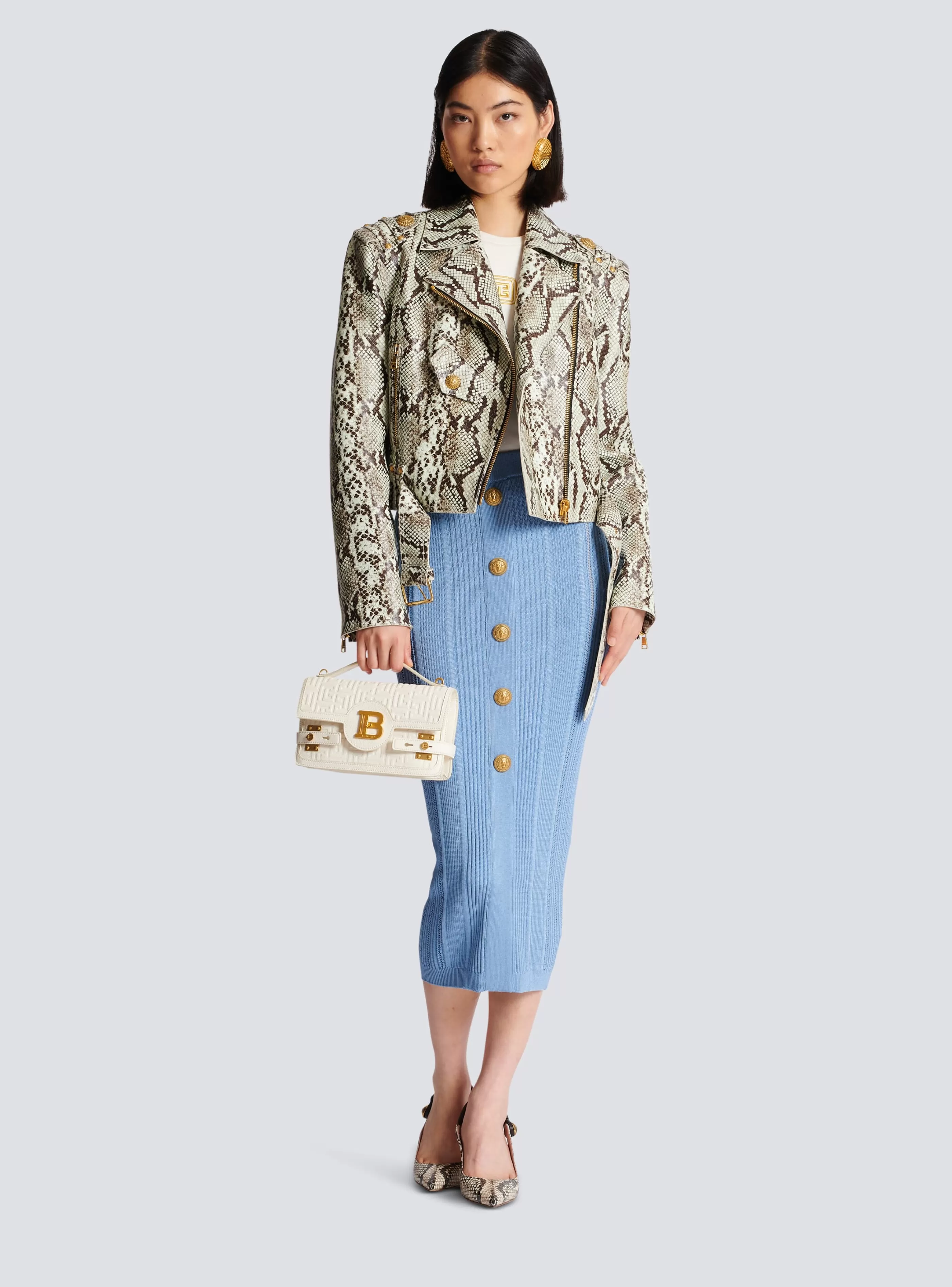 Balmain Gonne | Maglieria-5-button Knit Skirt blue