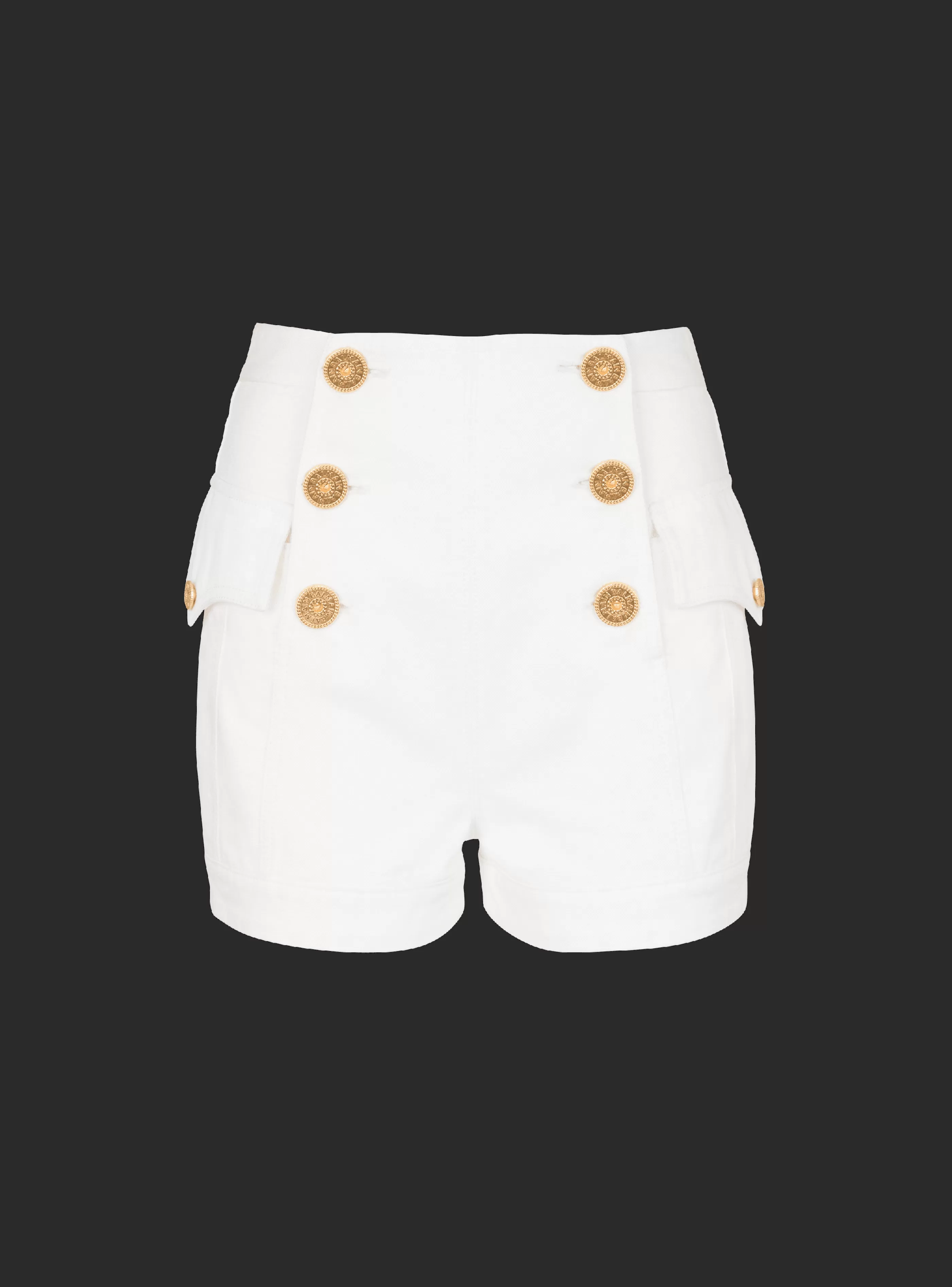 Balmain Denim | Pantaloni E Pantaloncini-6-button Denim Shorts white