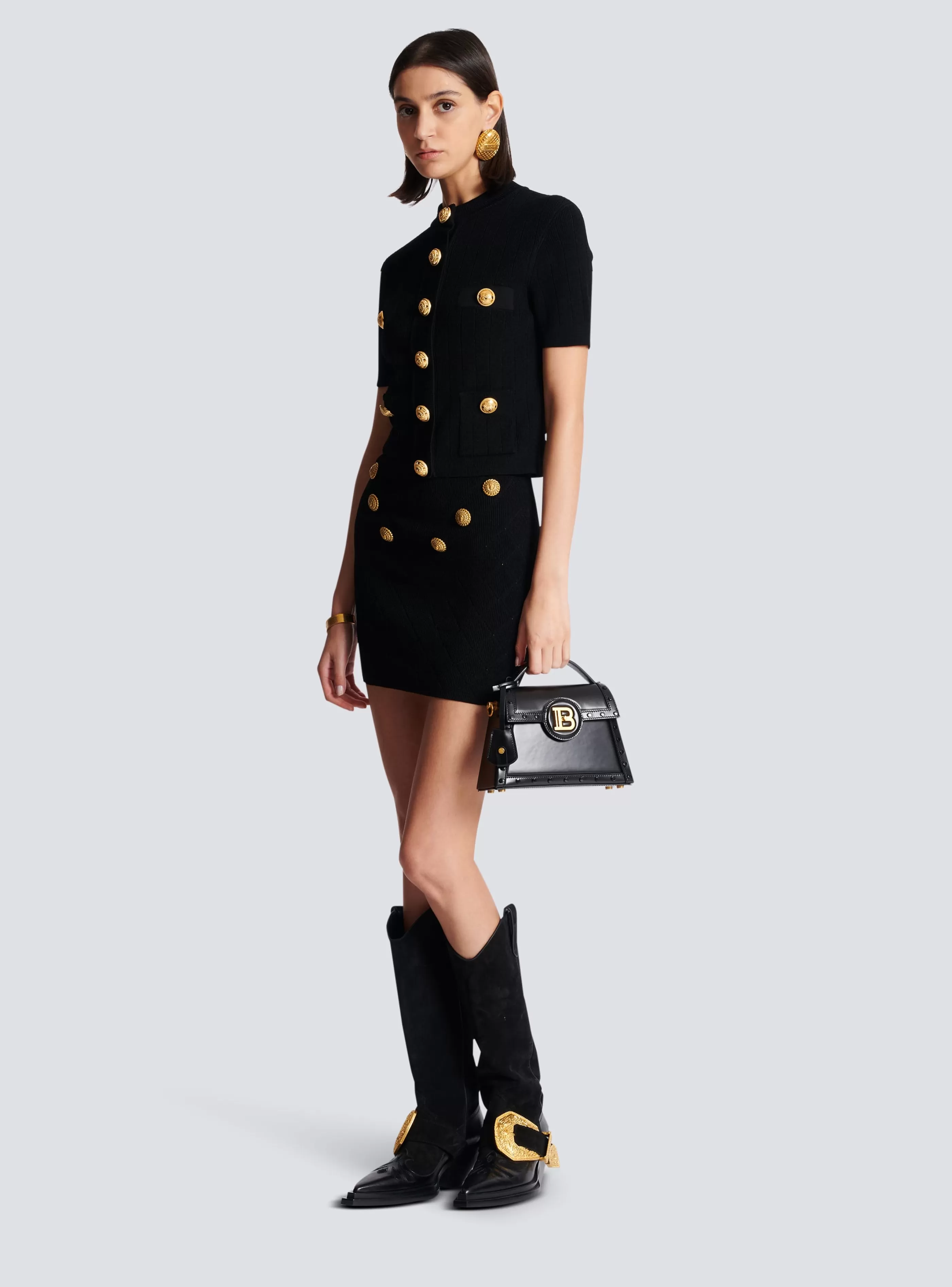 Balmain Gonne | Maglieria-6-button Knit Skirt black