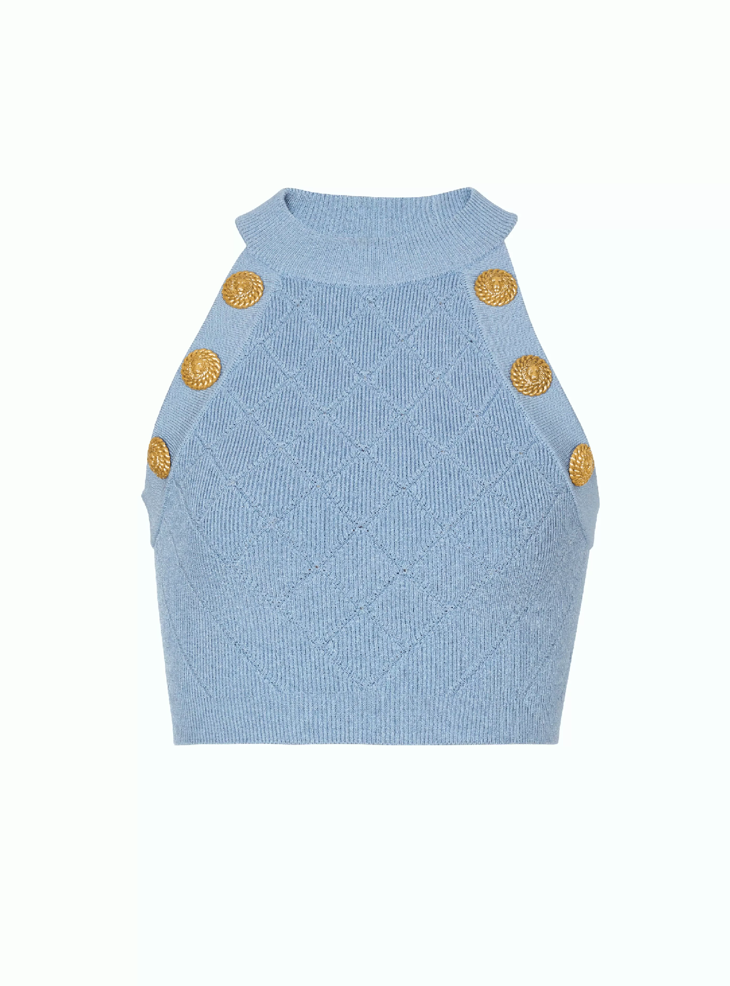 Balmain Maglieria | Top E Camicie-6-button Knit Tank Top blue