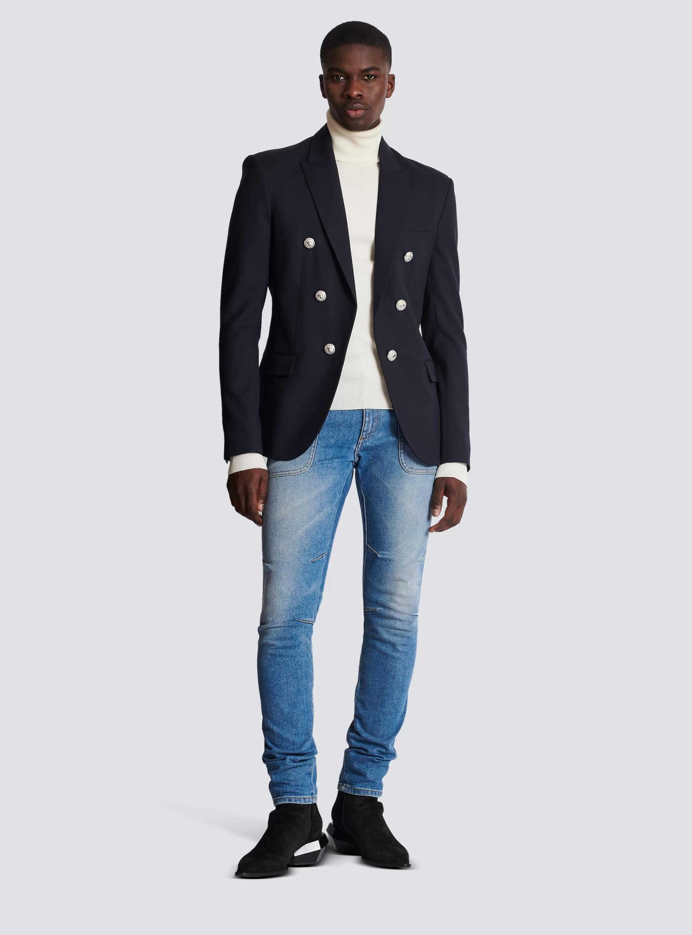 Balmain Giacche E Blazers-6-button Wool Jacket navy