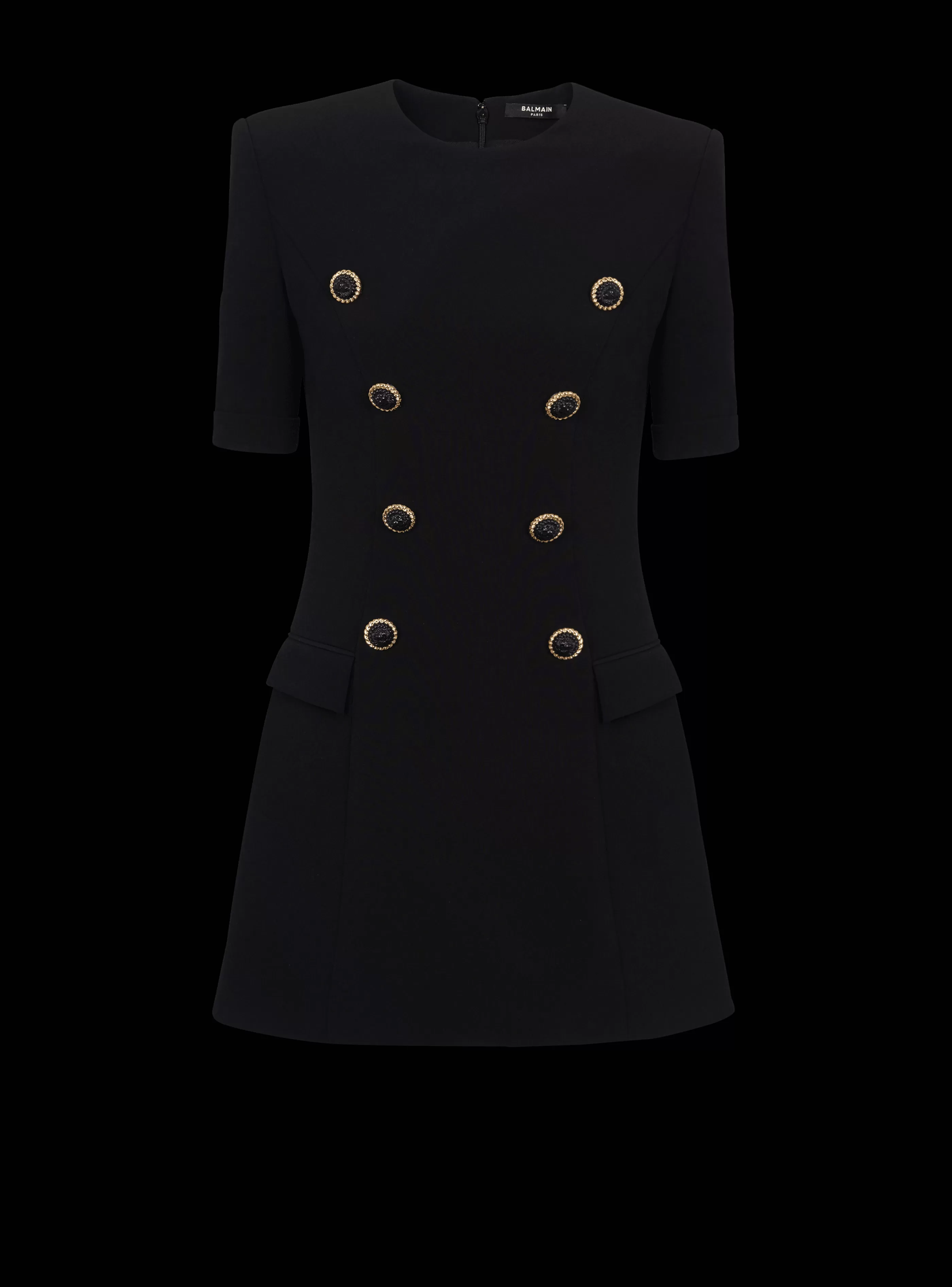 Balmain Abiti-8-button Crepe Dress black