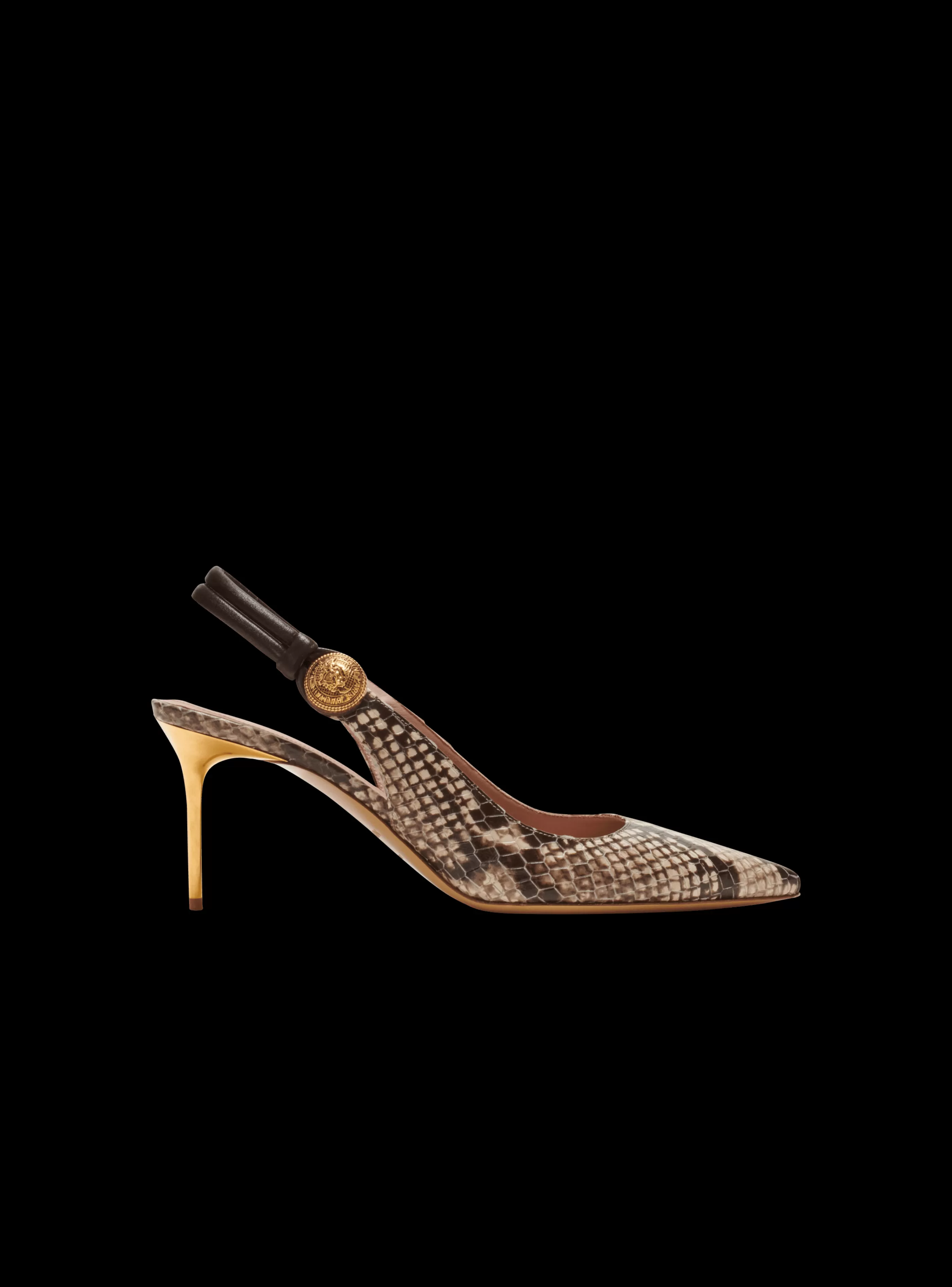 Balmain Scarpe Col Tacco Alto-Alma Snakeskin-effect Leather Slingbacks brown