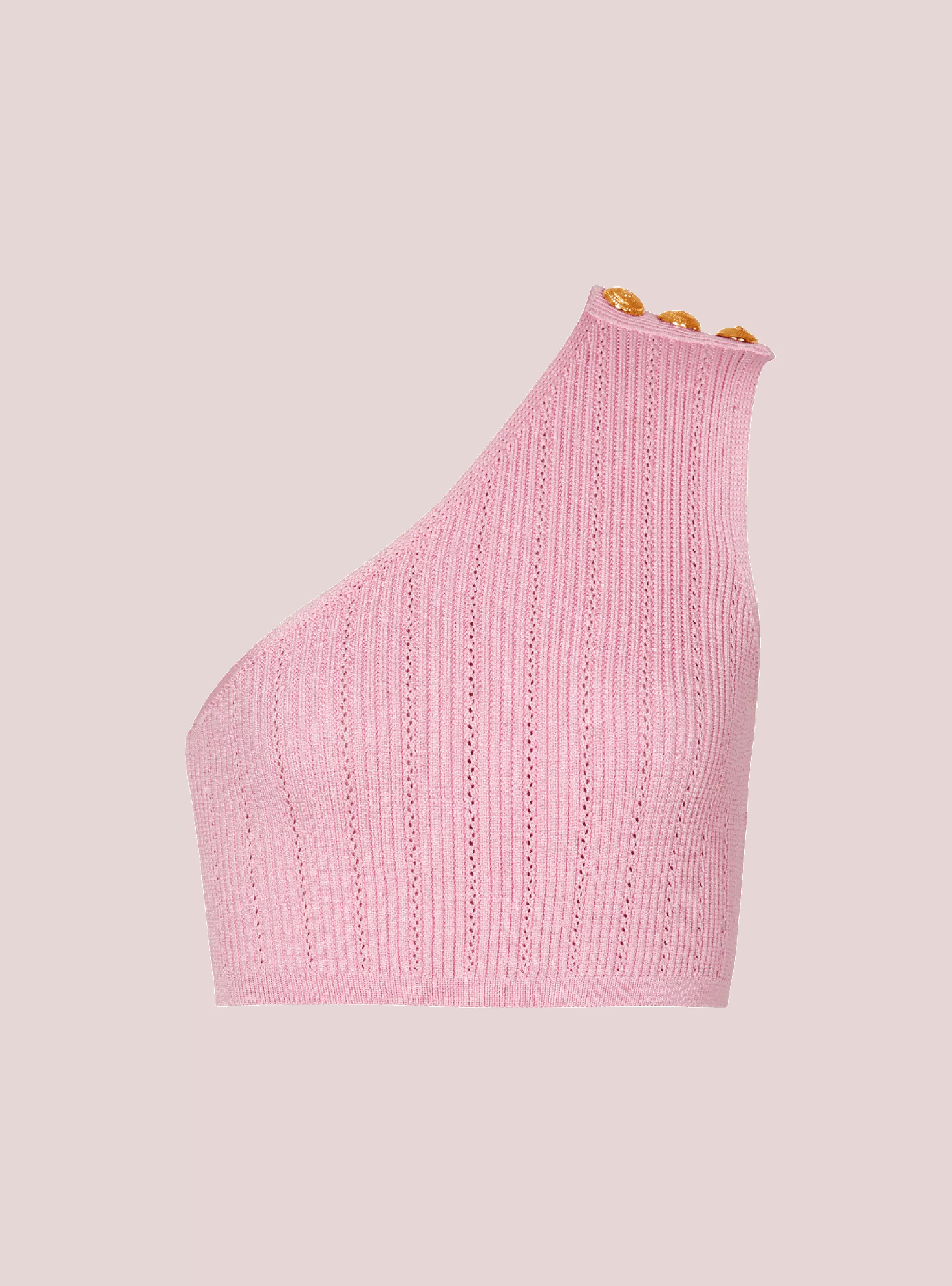 Balmain Maglieria | Top E Camicie-Asymmetric Knit Top With Buttons pink