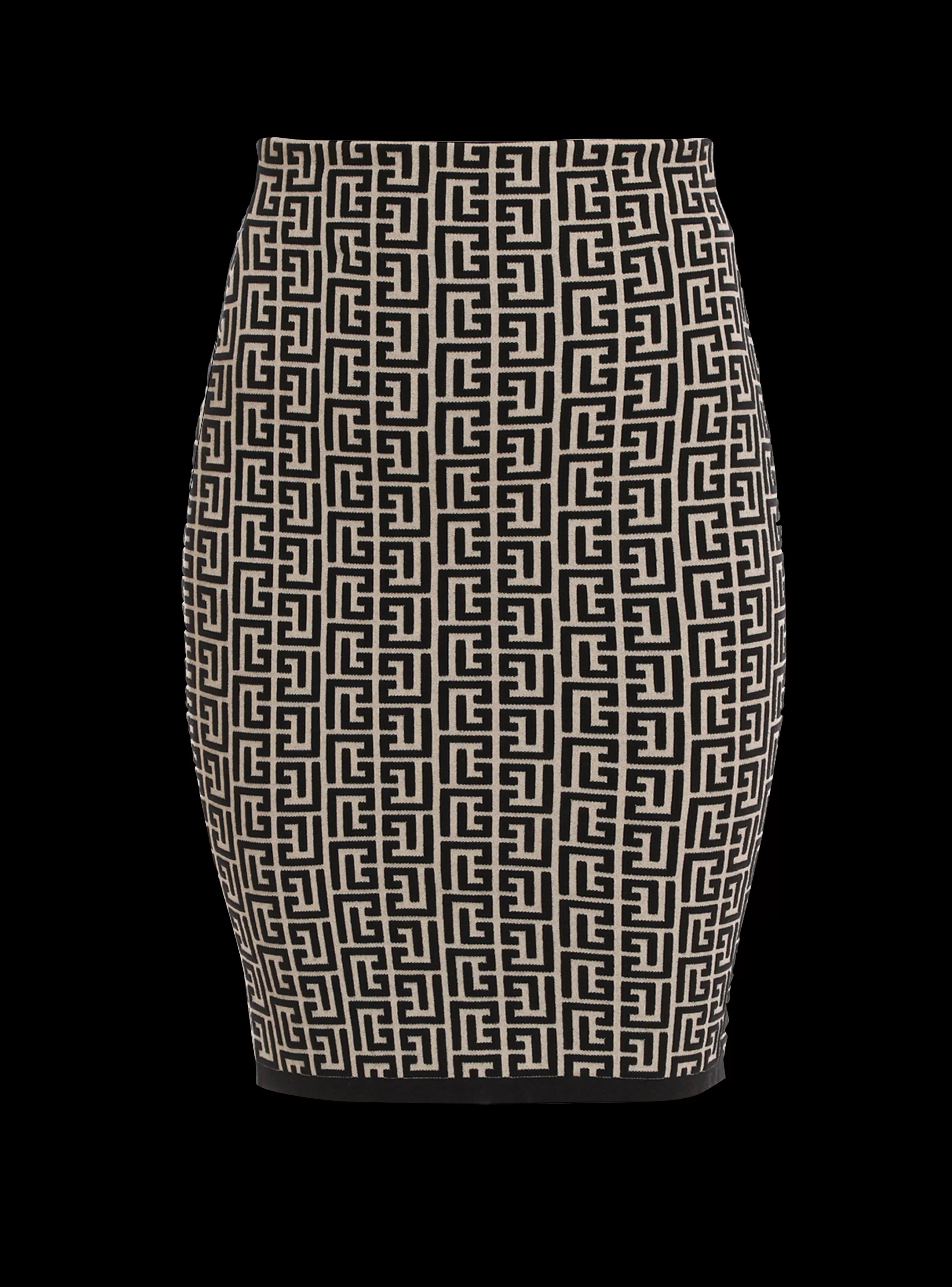 Balmain Gonne- Bicolor Jacquard Knit Skirt black