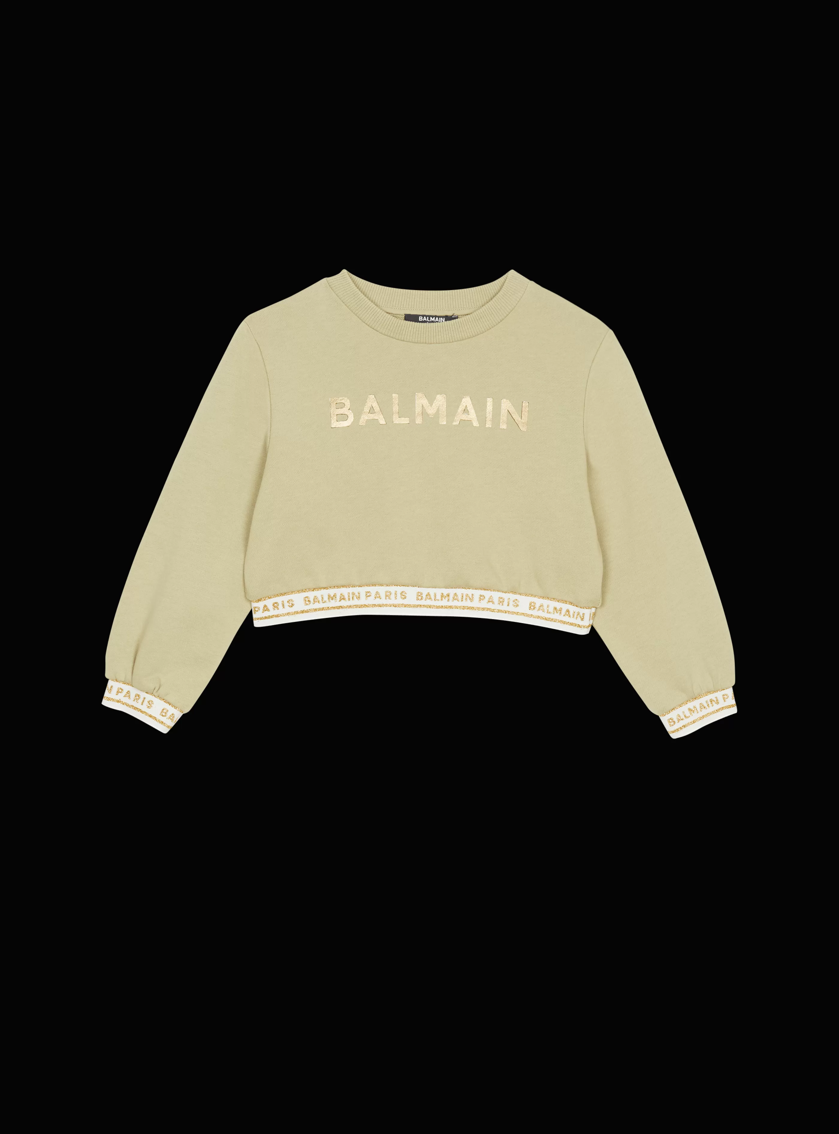 Balmain Bambino (4-10 Anni) | Bambina (4-10 Anni)- Cropped Sweatshirt With Elastic green