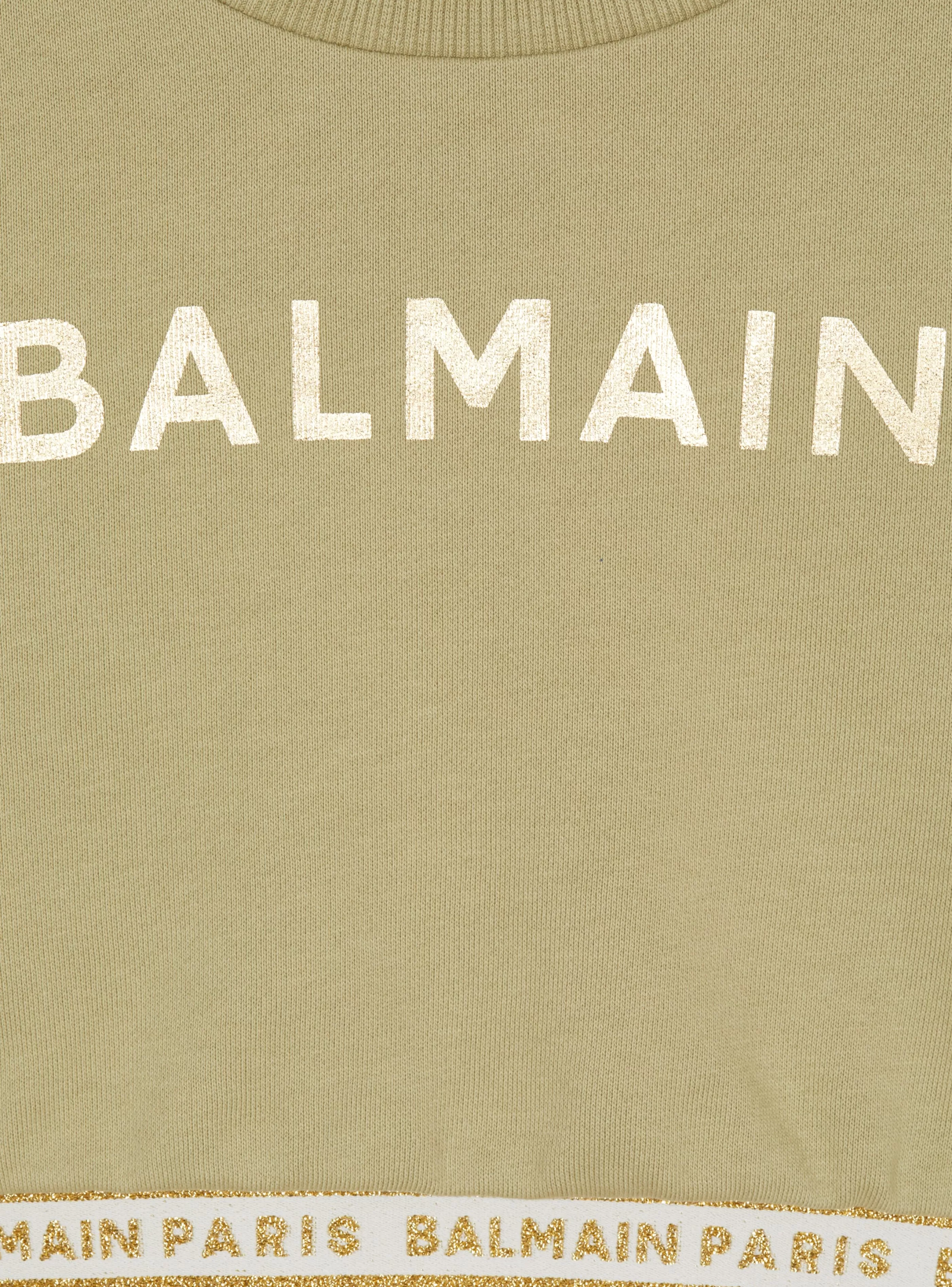 Balmain Bambino (4-10 Anni) | Bambina (4-10 Anni)- Cropped Sweatshirt With Elastic green