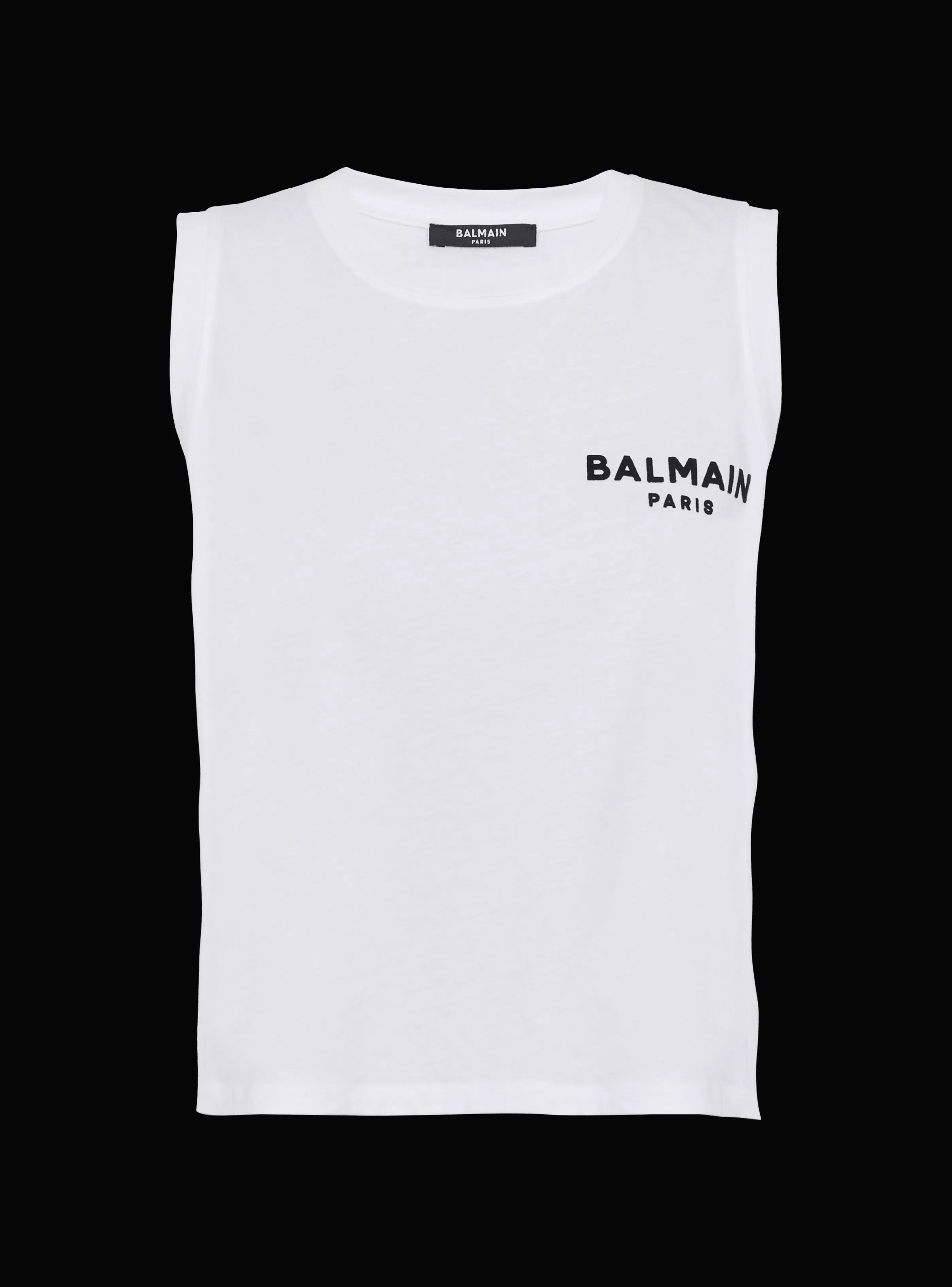 Balmain T-Shirt- Flocked Tank Top white