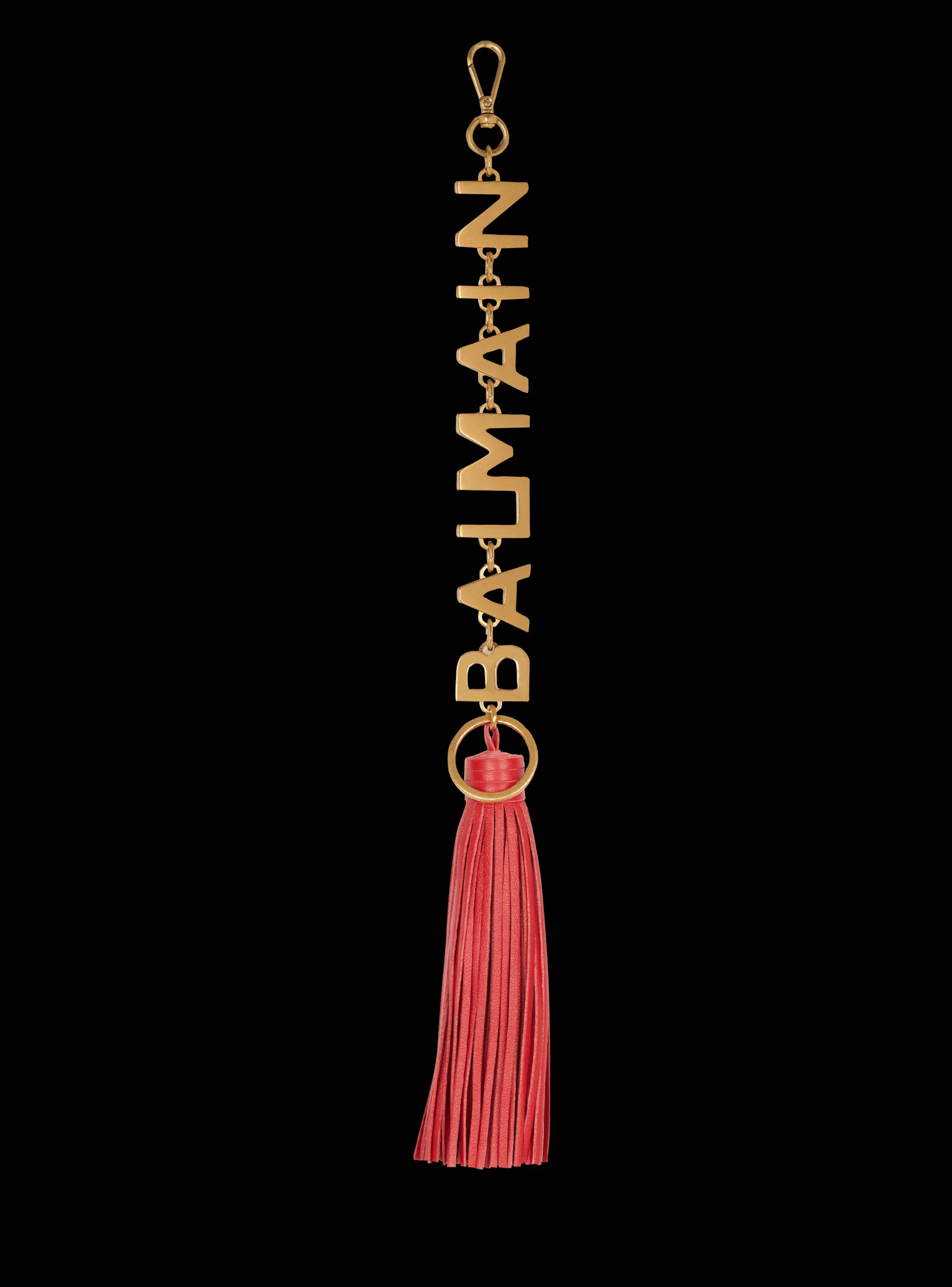 Balmain Altri Accessori- Leather Pompom Charm red