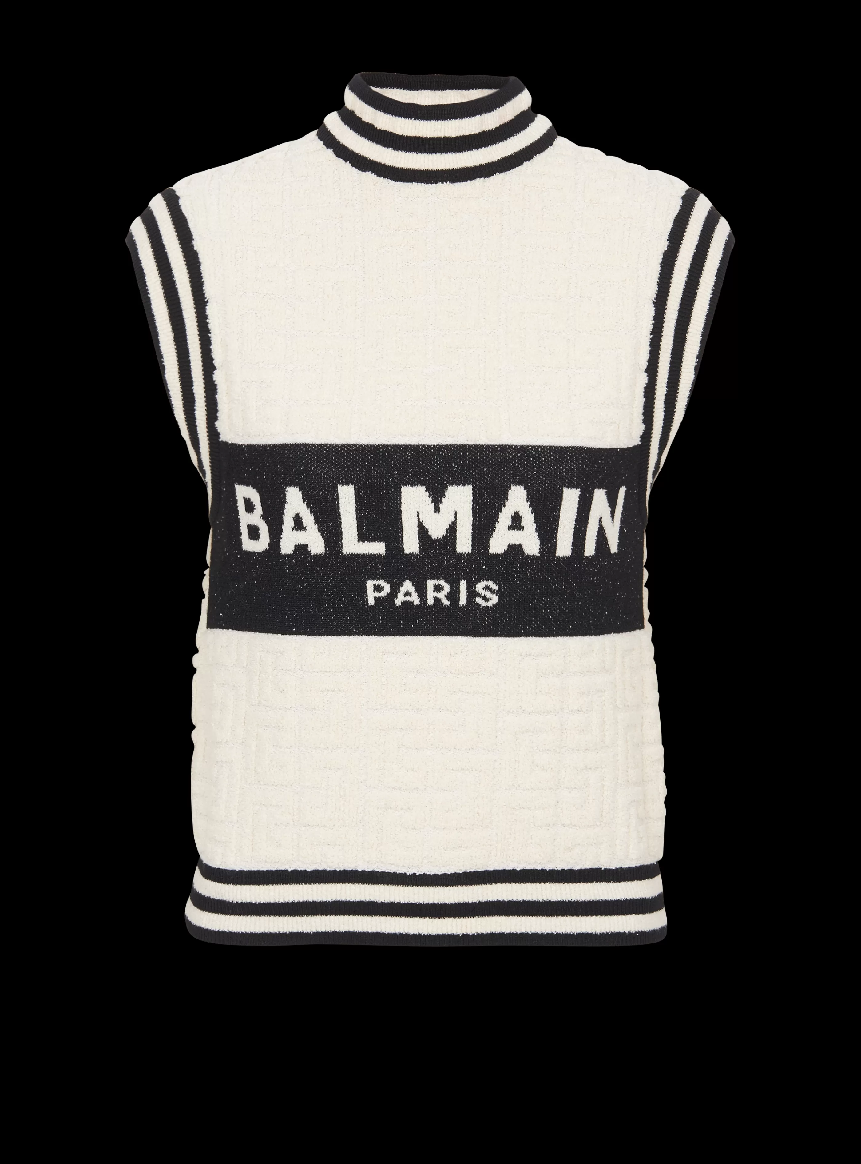 Balmain Maglieria | Top E Camicie- Monogrammed Bouclette Knit Top white