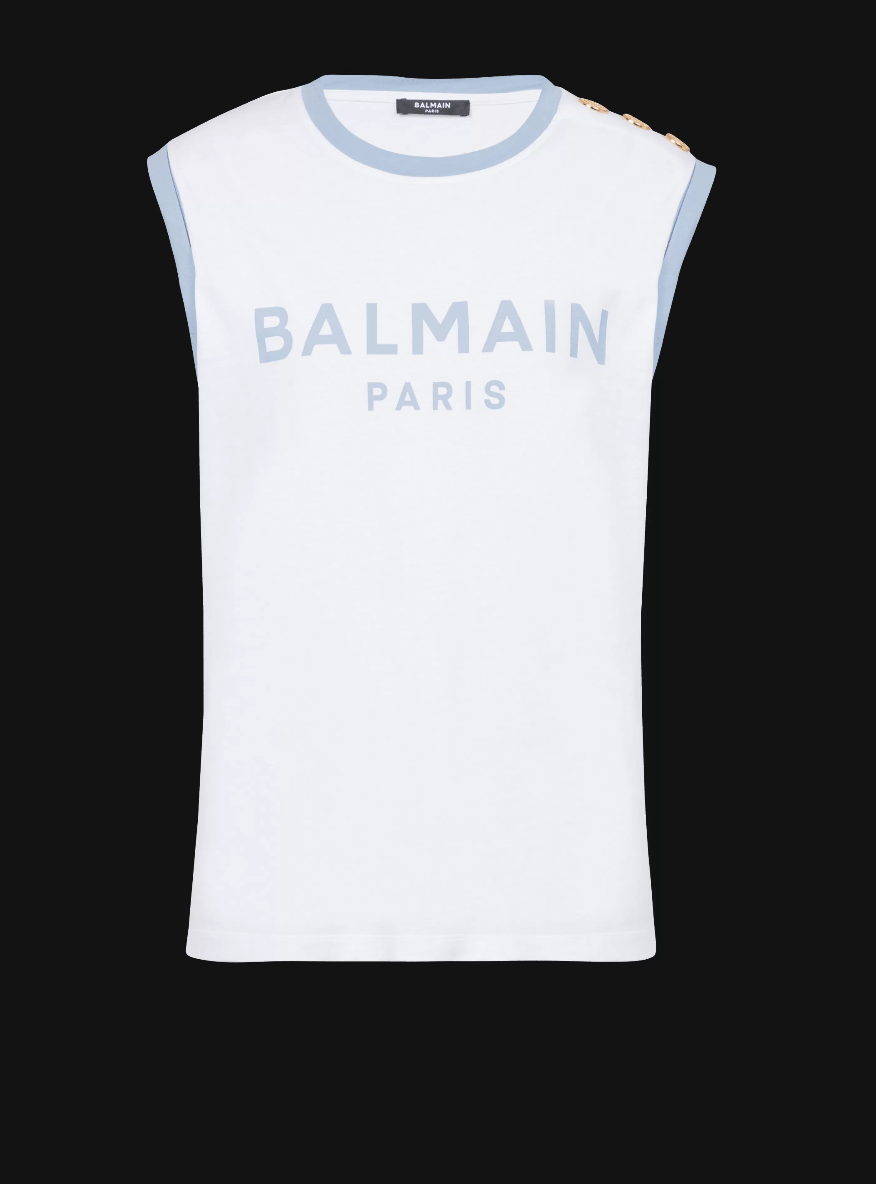 Balmain T-Shirt- Paris 3-button Tank Top blue