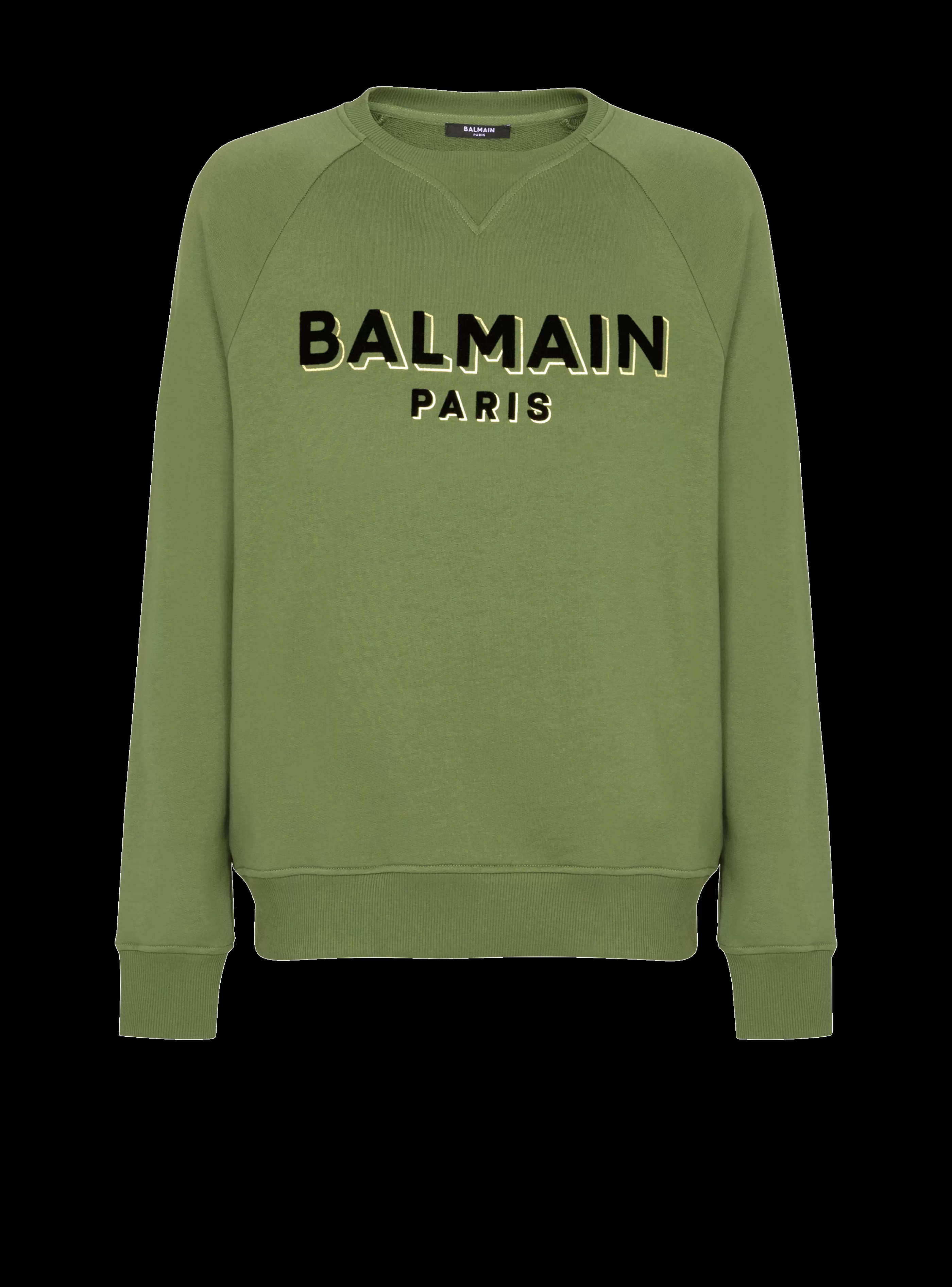 Balmain Abbigliamento Sportivo | Felpe- Paris Flocked Sweatshirt khaki