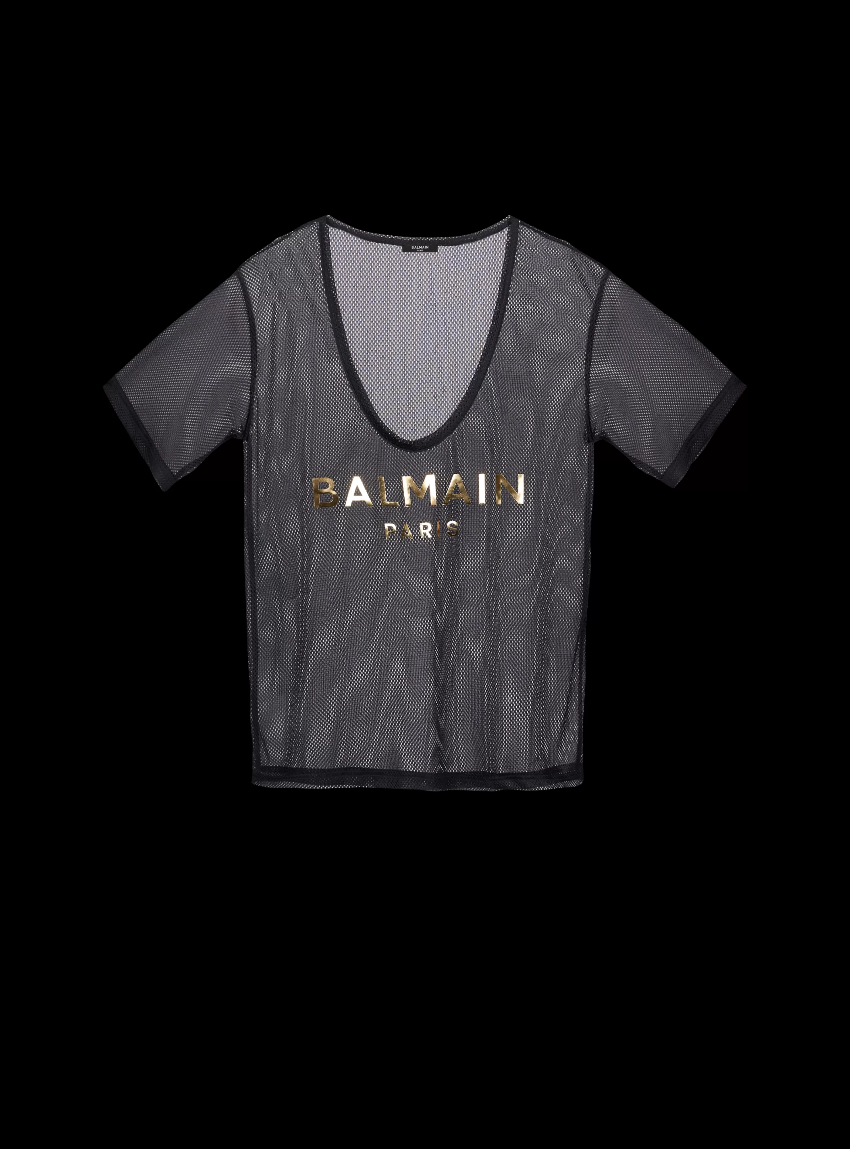 Balmain Costumi Da Bagno- Paris Mesh T-shirt black