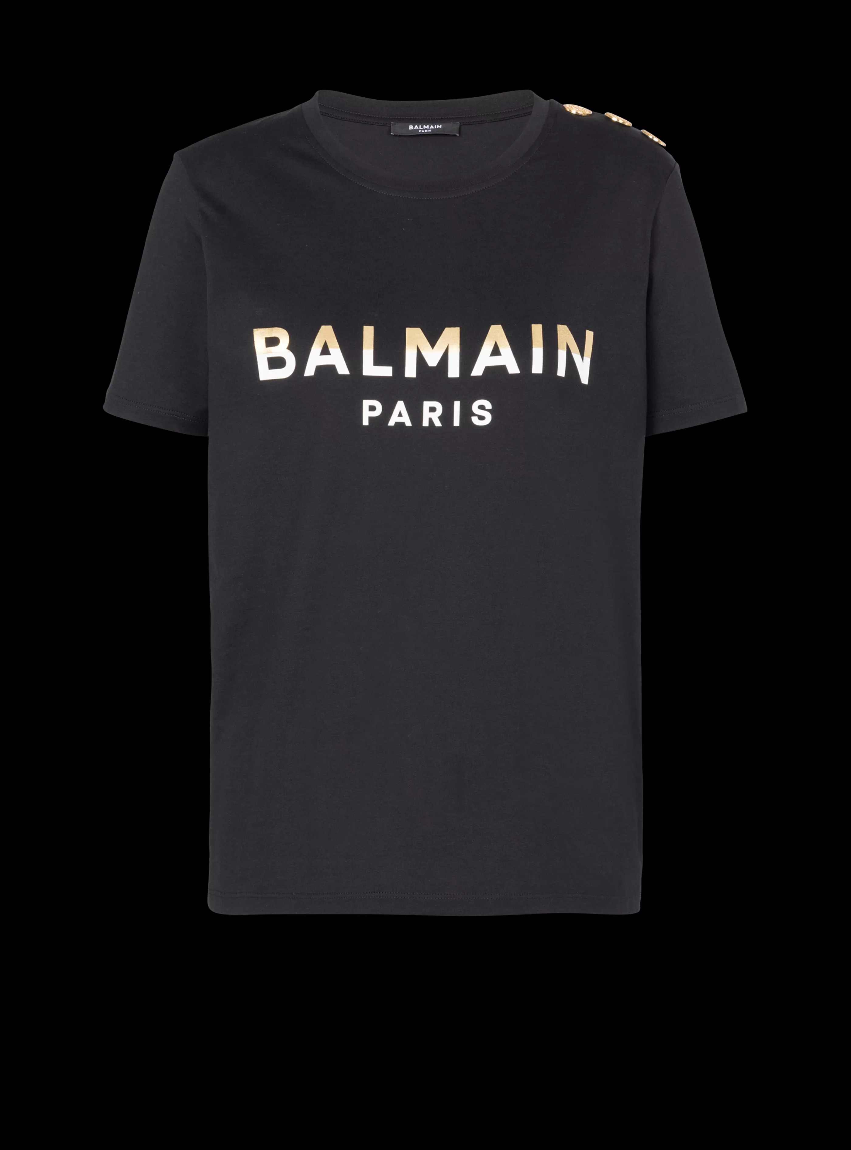 Balmain T-Shirt- Paris T-shirt With Buttons black