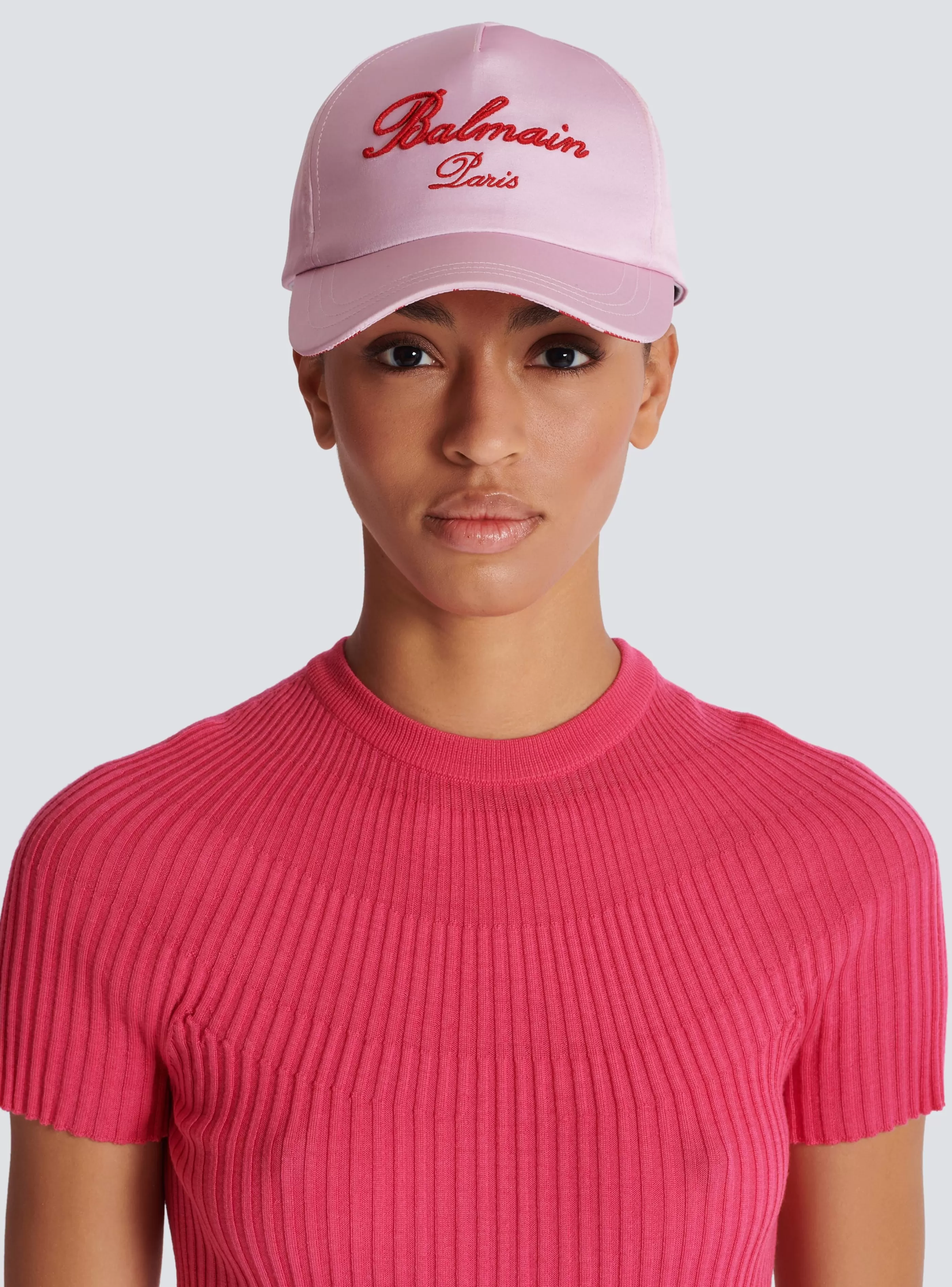 Balmain Cappelli- Signature Embroidered Cap pink