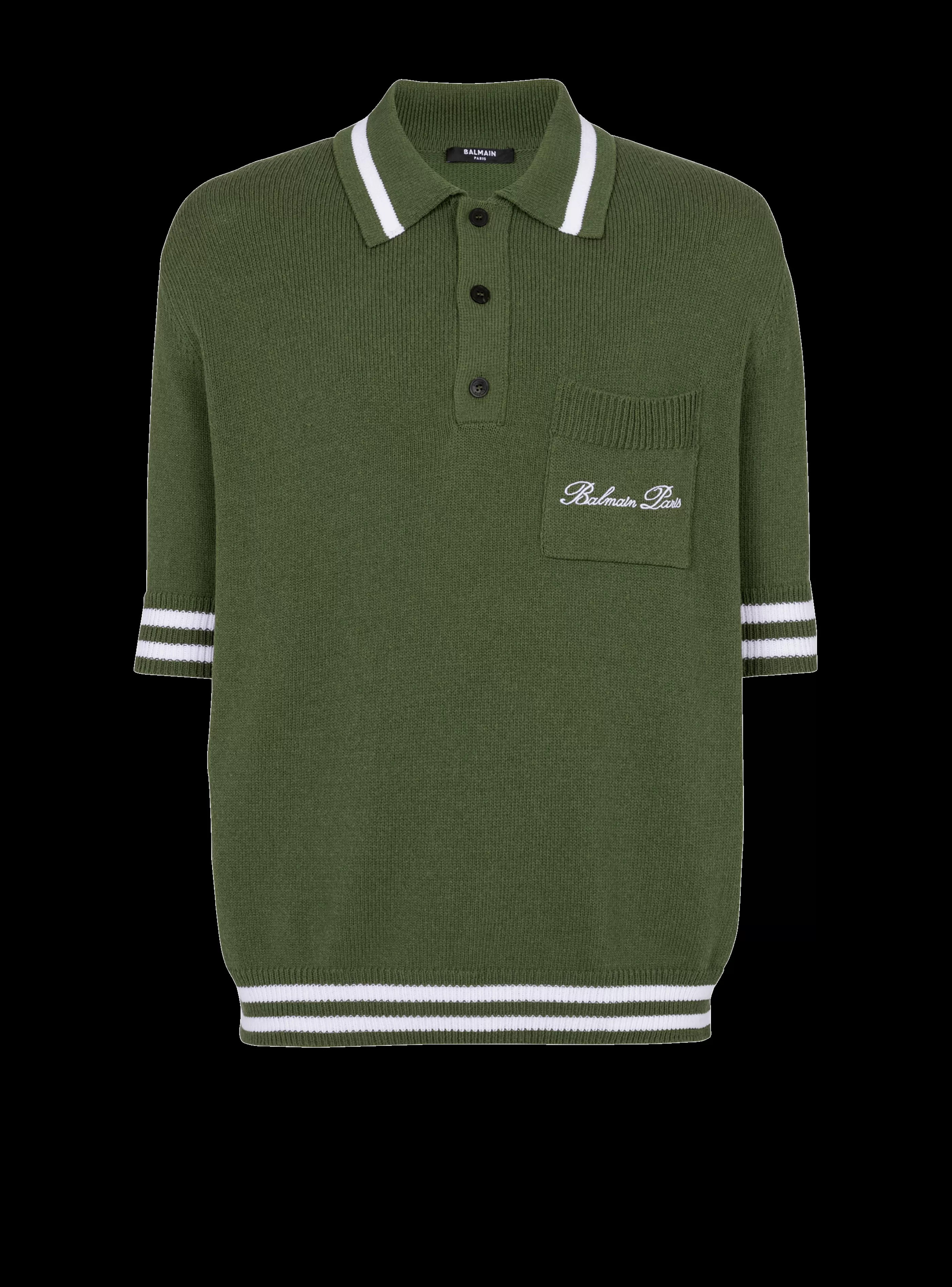 Balmain Maglieria | Camicie E Polo- Signature Knit Polo Shirt khaki