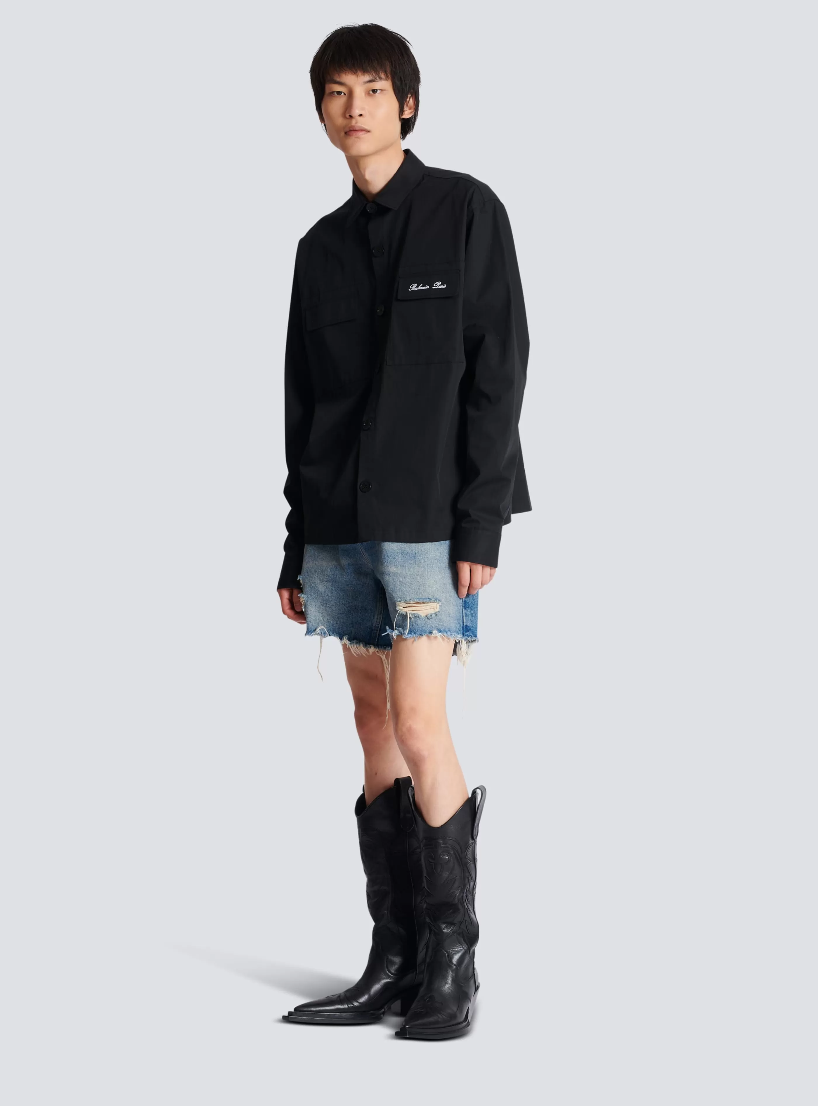 Balmain Camicie E Polo- Signature Overshirt black