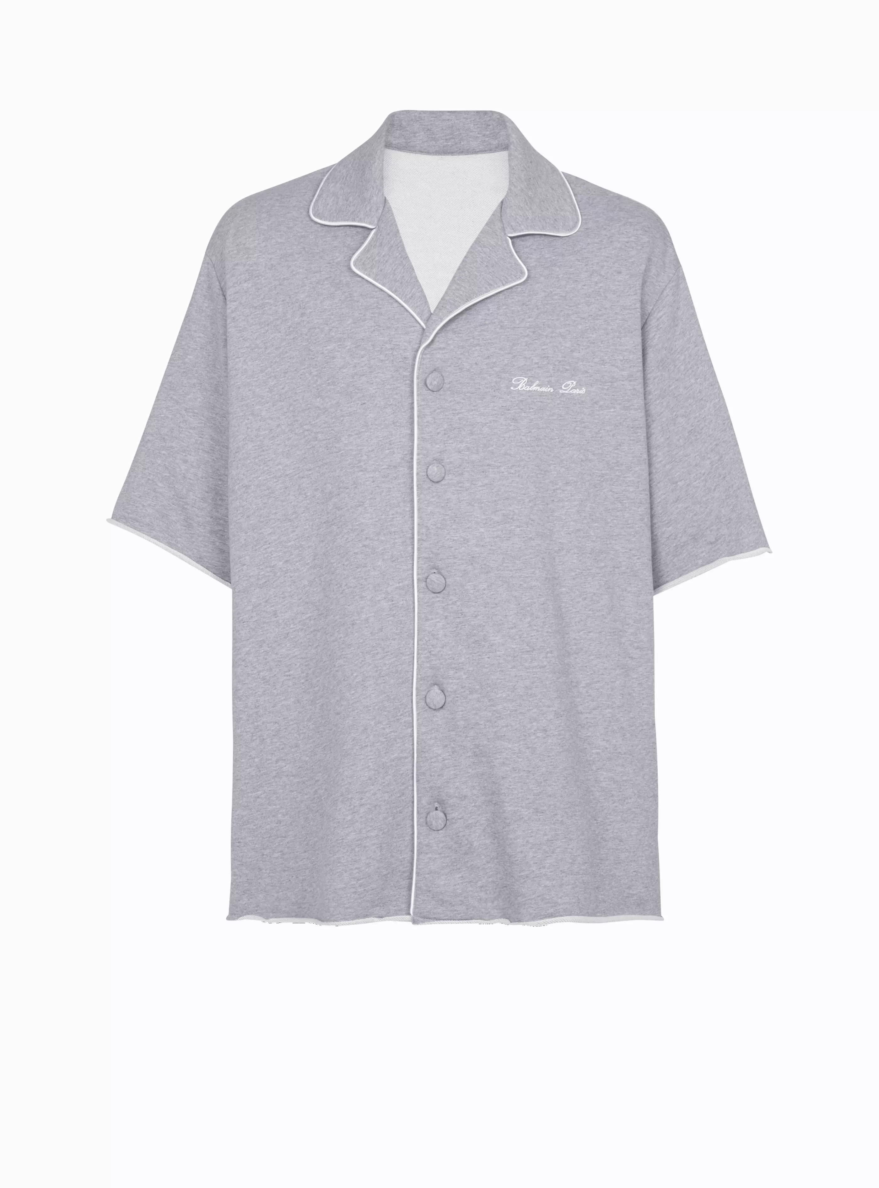 Balmain Camicie E Polo- Signature Short-sleeved Shirt In Jersey grey