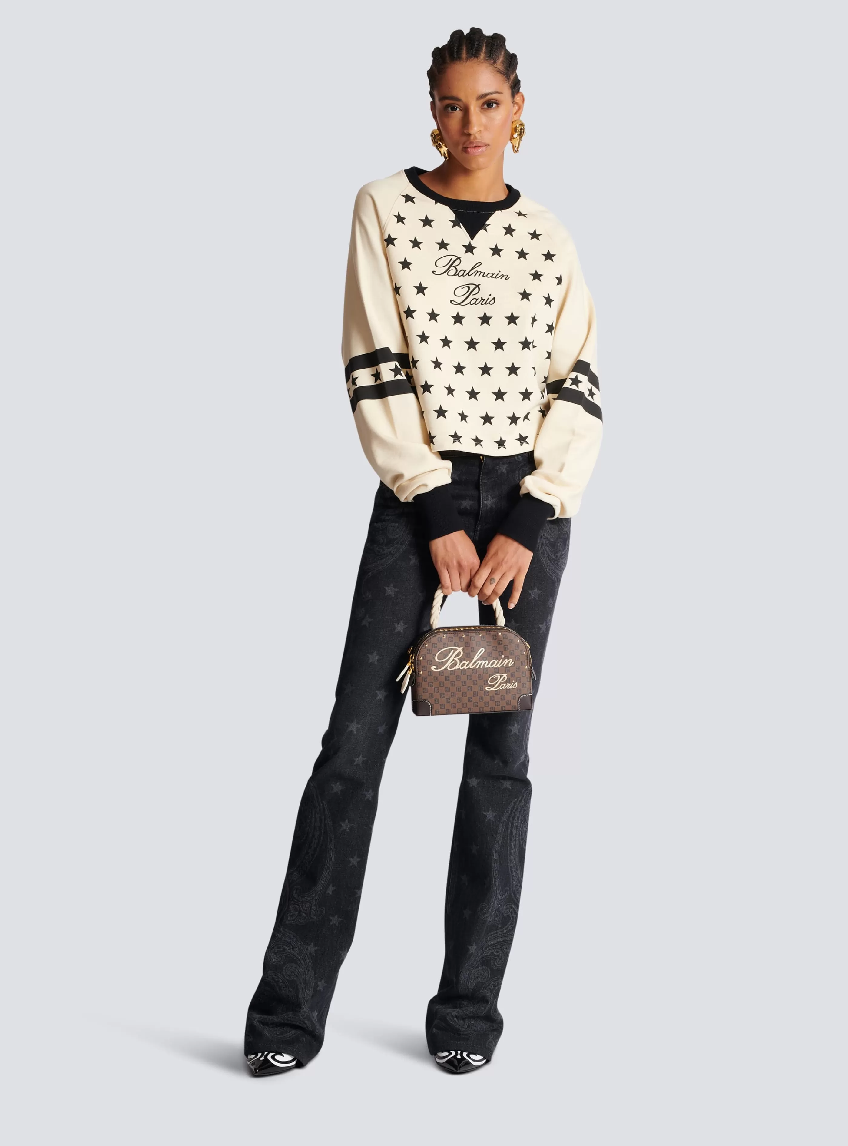 Balmain Felpe- Signature Stars Sweater beige