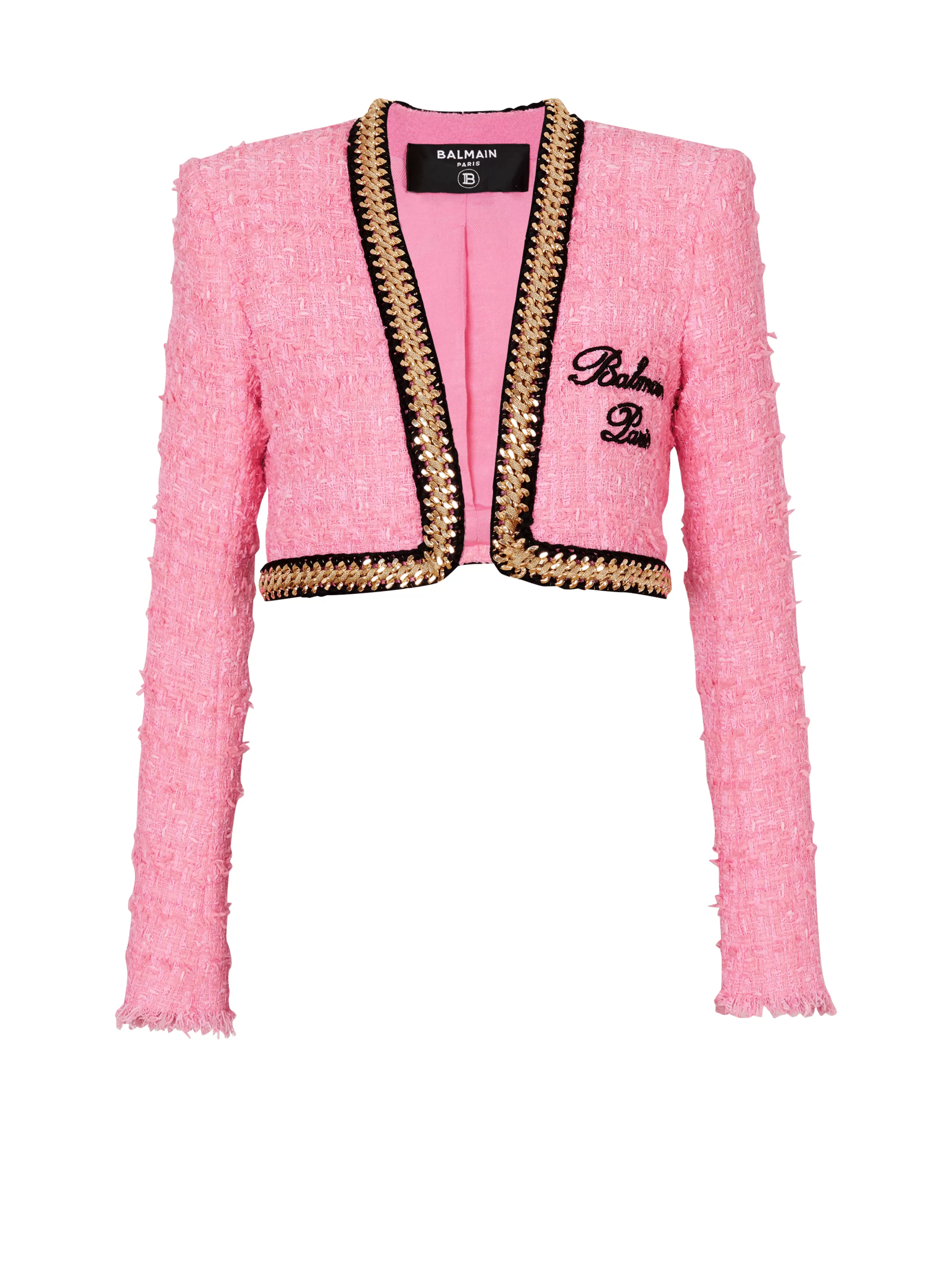 Balmain Giacche E Blazer- Signature Tweed And Chain Jacket pink