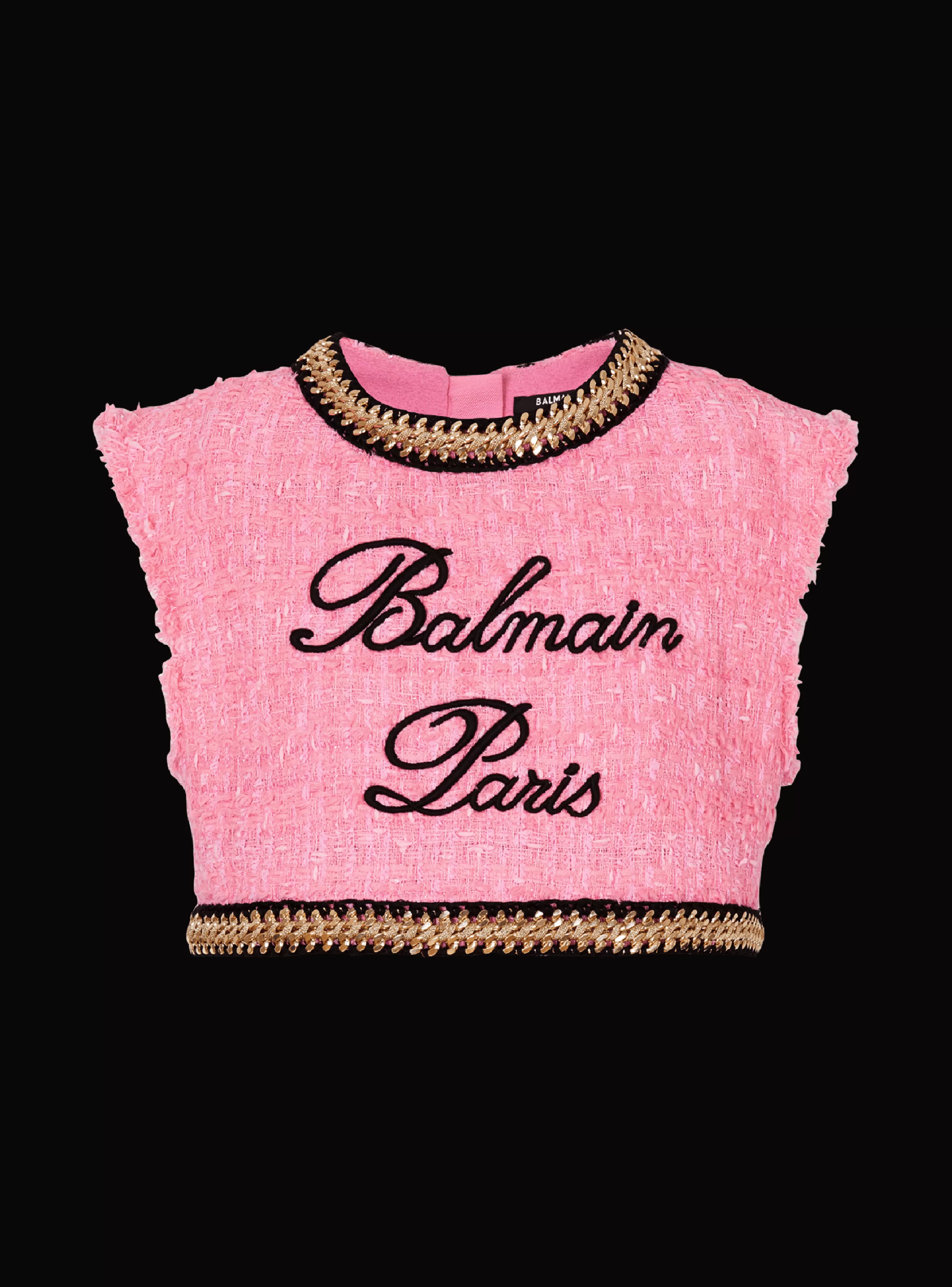 Balmain Top E Camicie- Signature Tweed And Chain Top pink