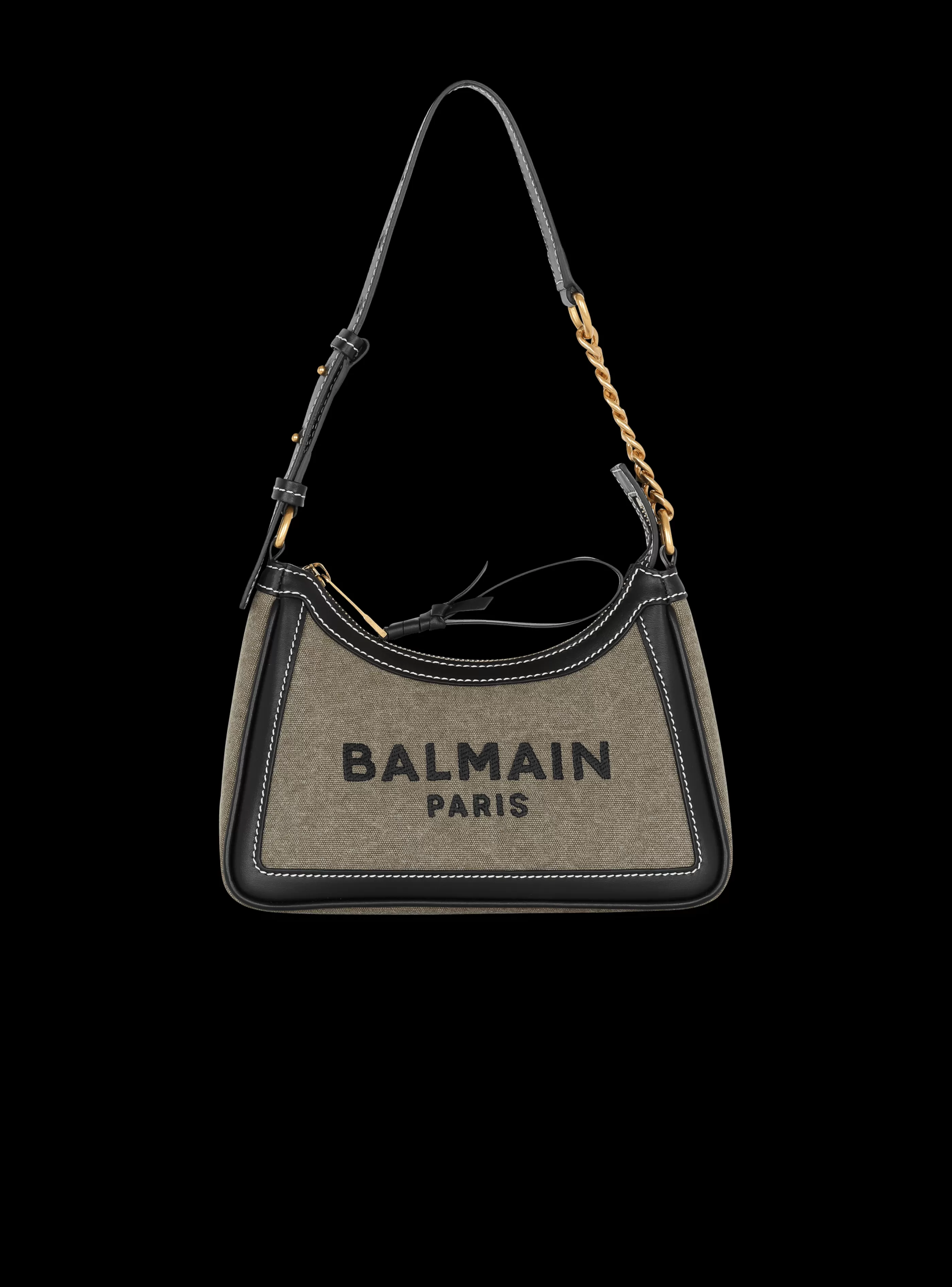 Balmain Borse A Spalla | Borse A Mano-B-Army Canvas Bag With Leather Inserts khaki