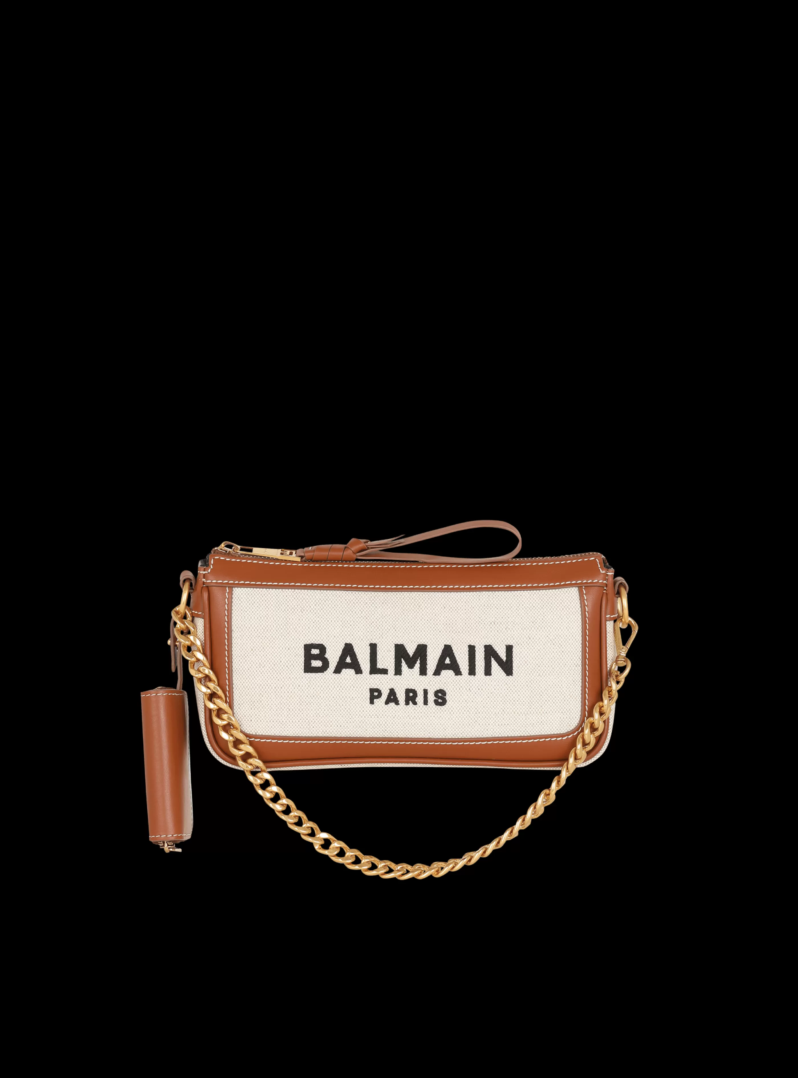 Balmain Borse Mini | Borse A Spalla-B-Army Canvas Clutch Bag With Leather Inserts brown