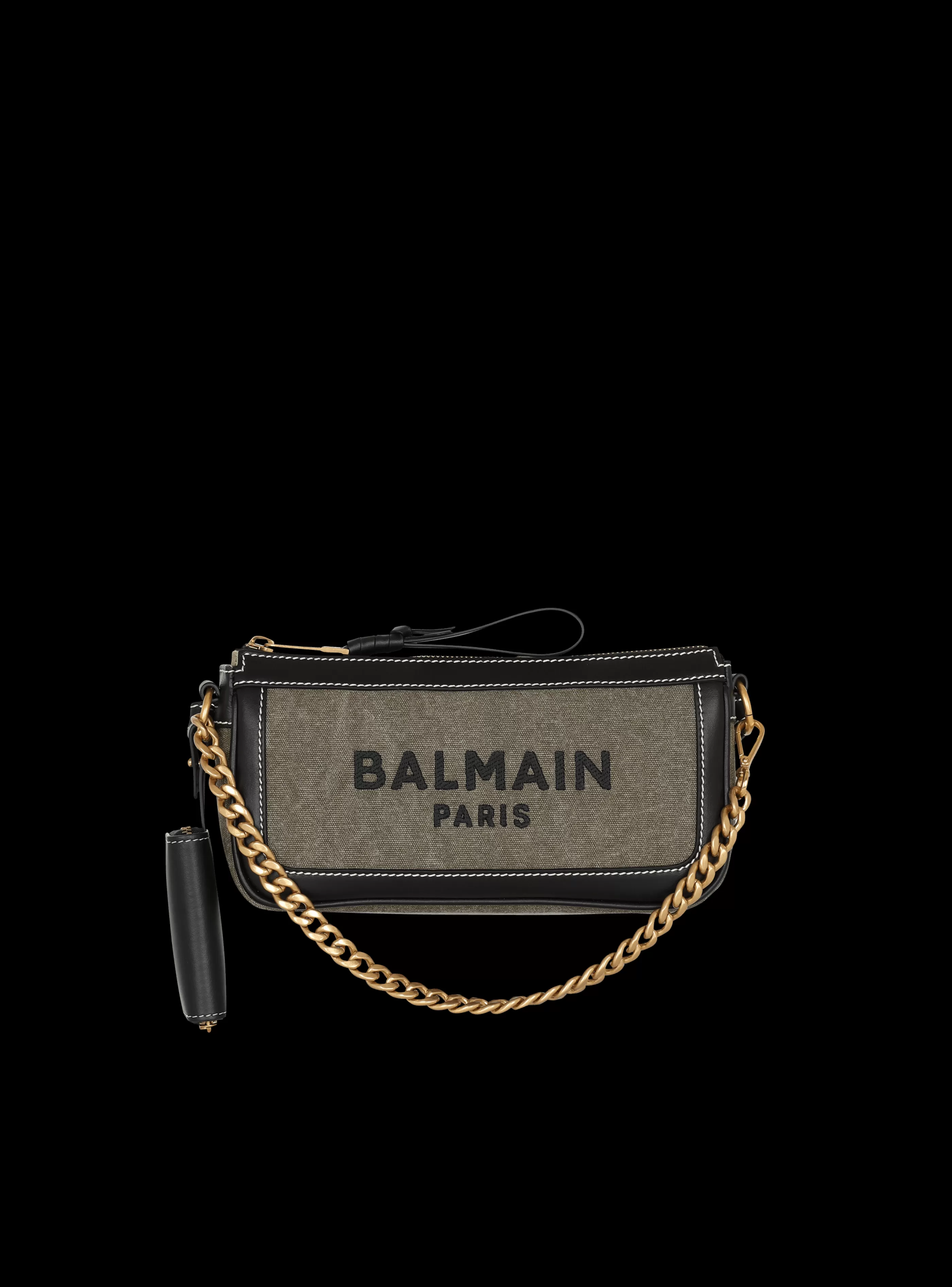 Balmain Borse Mini | Borse A Spalla-B-Army Canvas Clutch Bag With Leather Inserts khaki