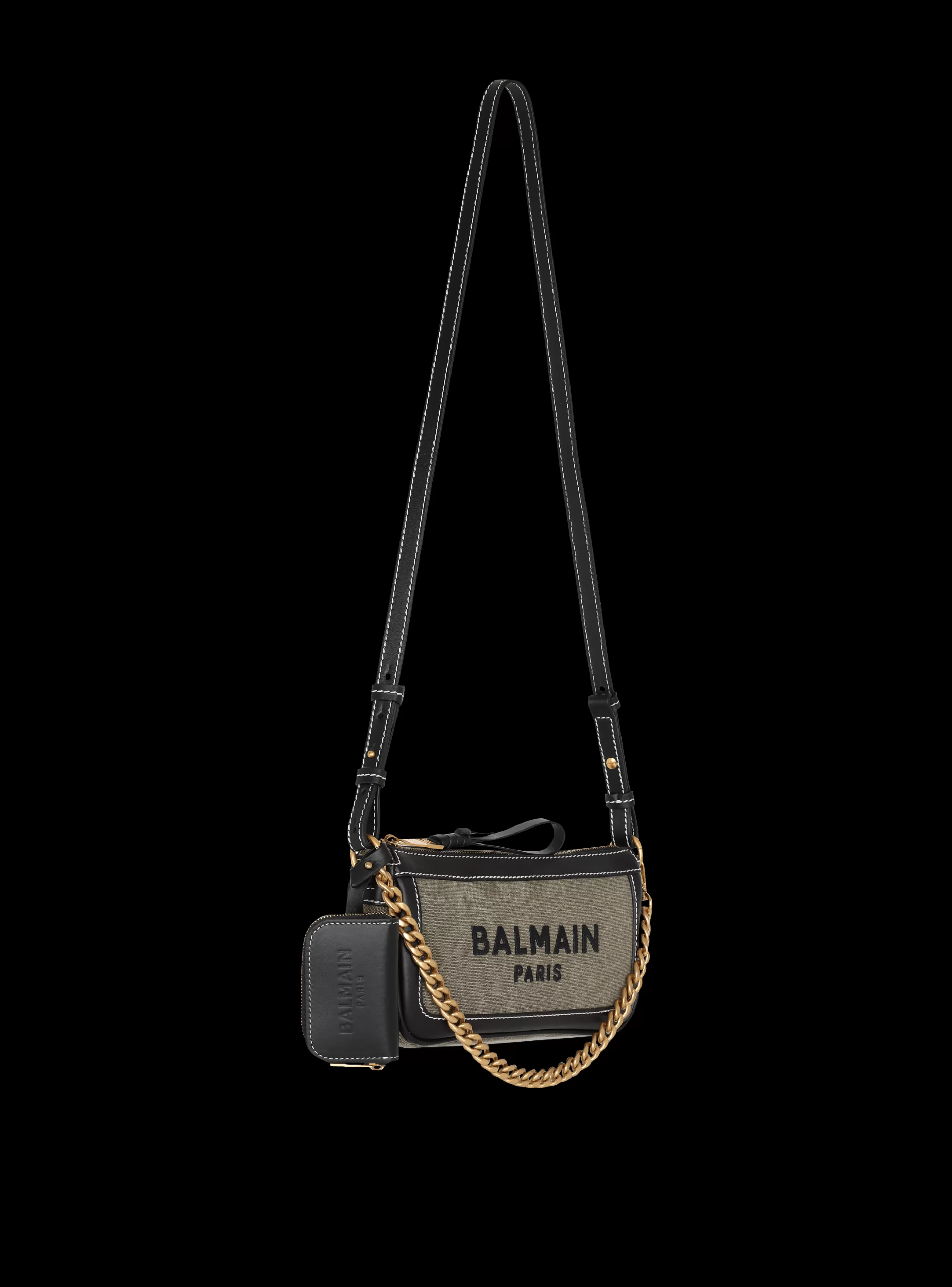 Balmain Borse Mini | Borse A Spalla-B-Army Canvas Clutch Bag With Leather Inserts khaki