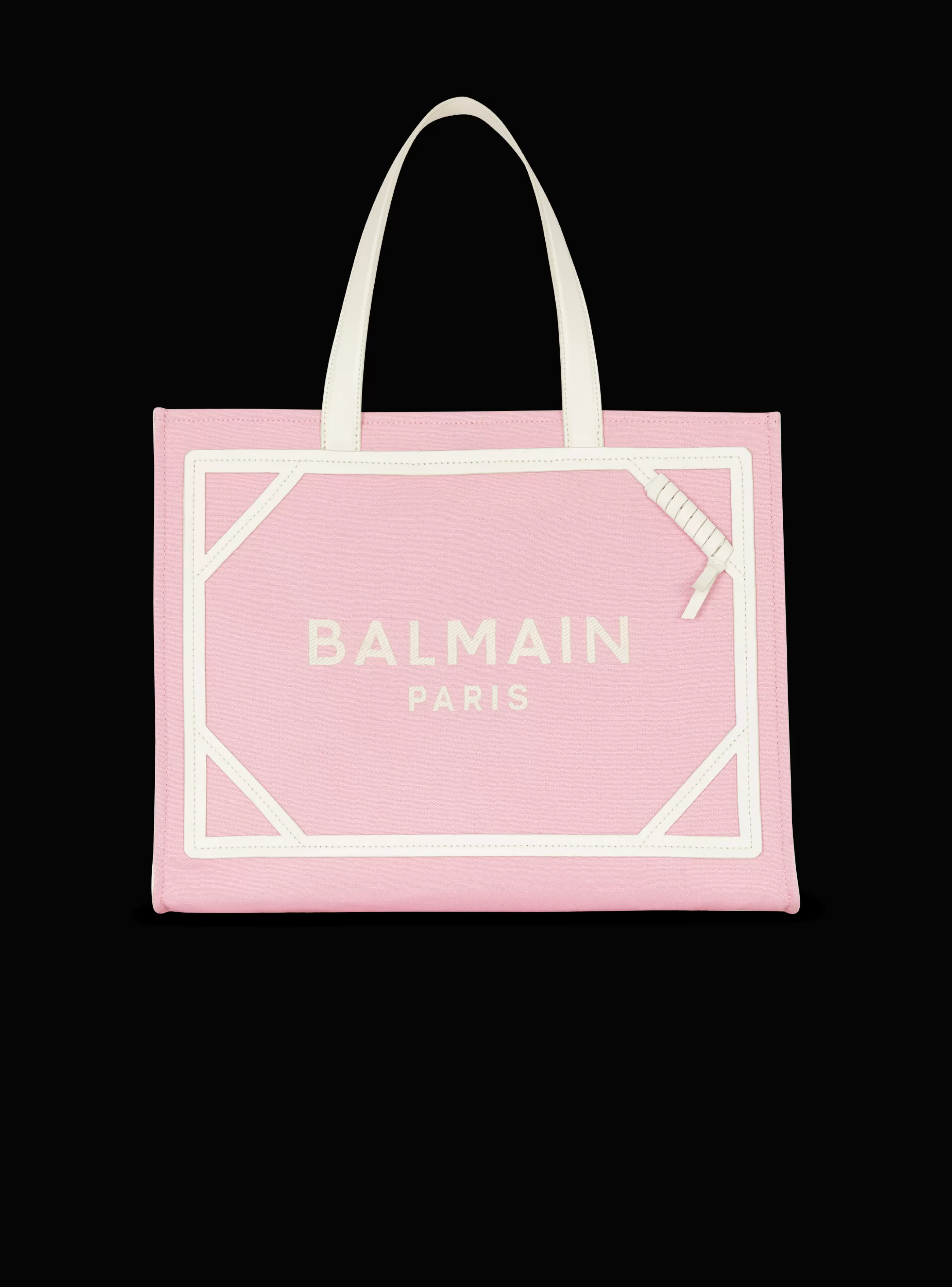 Balmain Shopper | Borse A Spalla-B-Army Medium Canvas And Leather Tote Bag pink