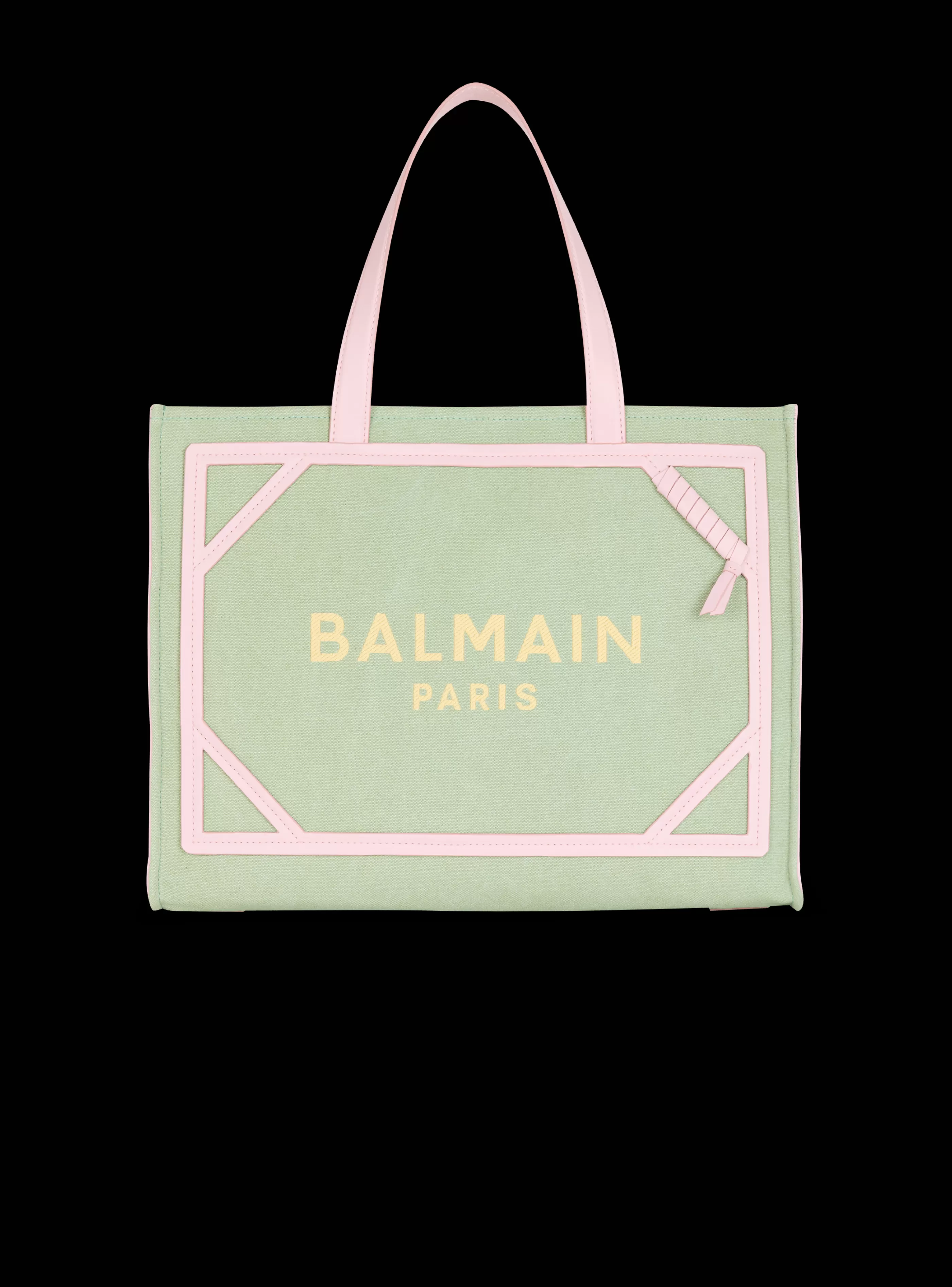 Balmain Shopper | Borse A Spalla-B-Army Medium Canvas And Leather Tote Bag green