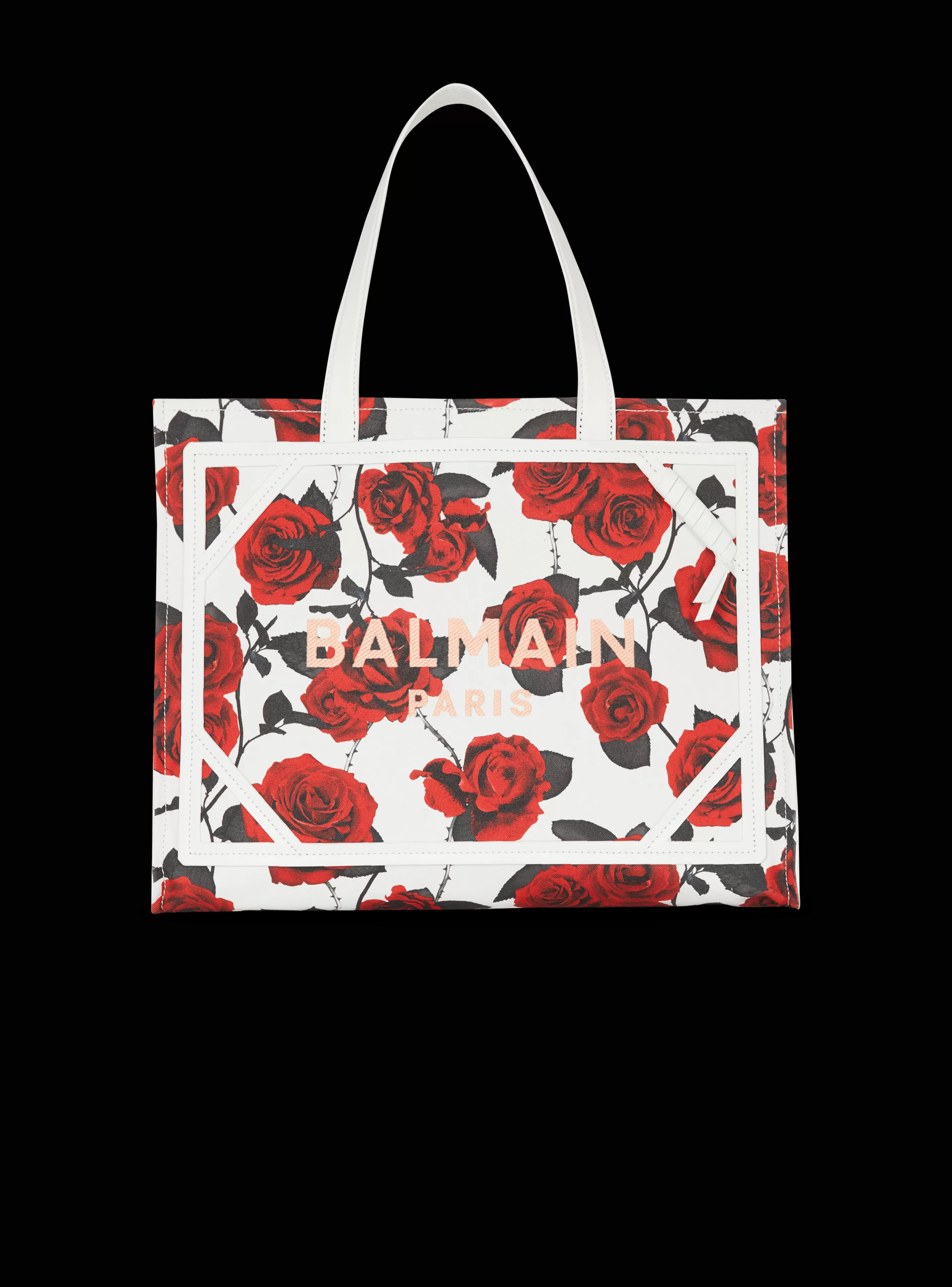 Balmain Borse A Spalla | Borse B-Army-B-Army Medium Canvas Tote Bag With A Roses Print red