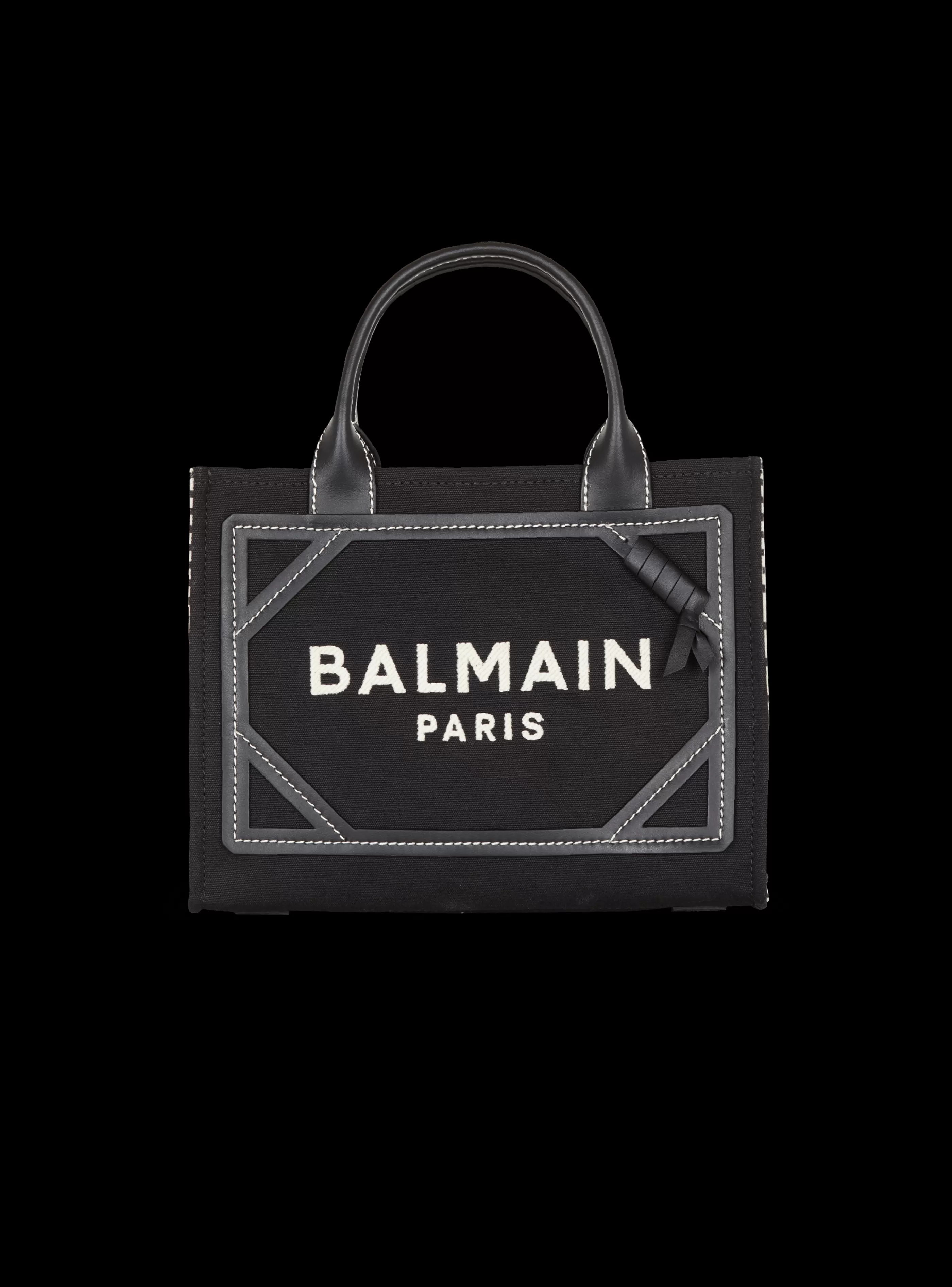 Balmain Shopper | Borse A Spalla-B-Army Monogrammed Canvas And Smooth Leather Tote Bag black