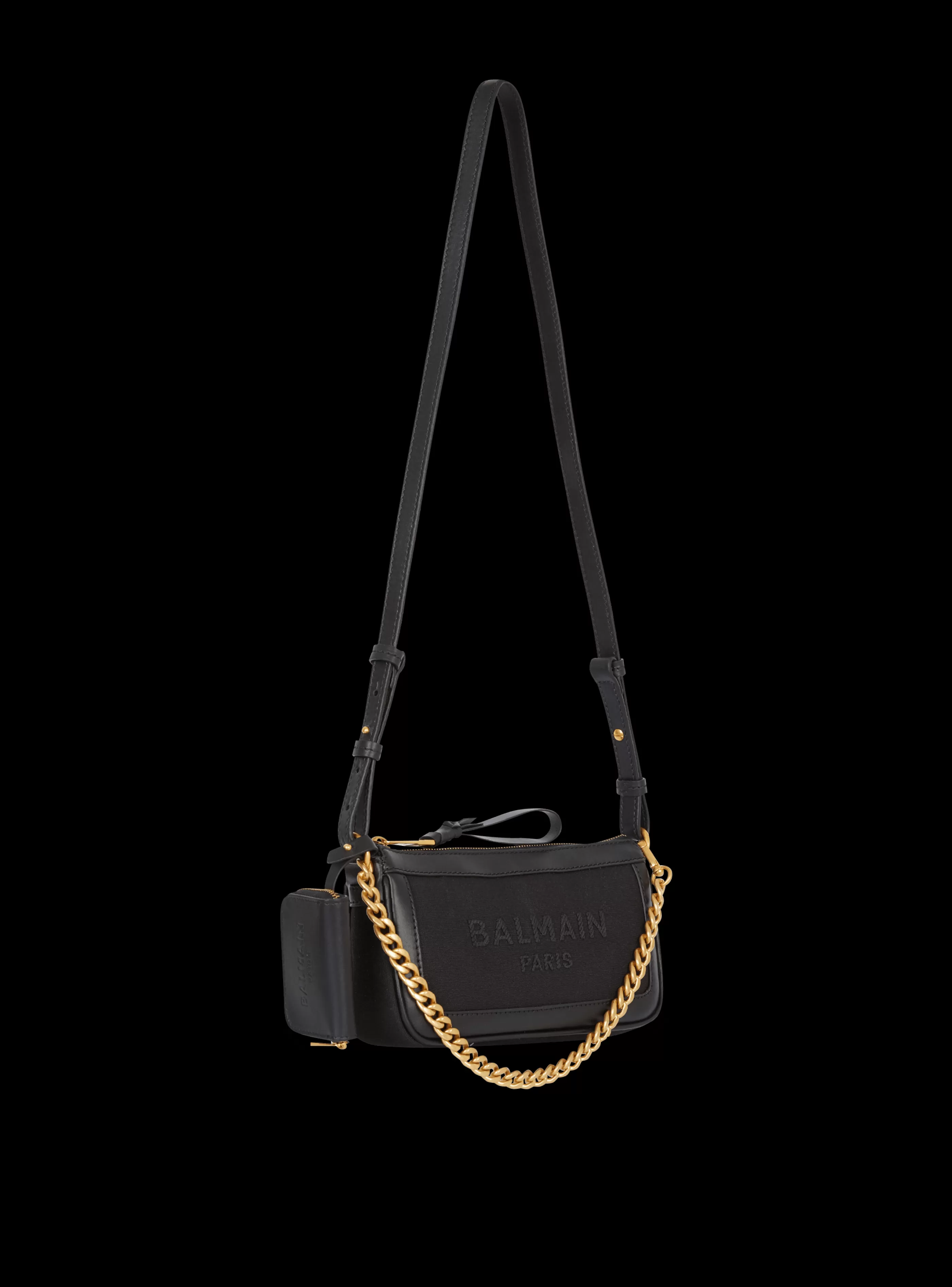 Balmain Borse A Spalla | Borse A Tracolla-B-Army Pouch Canvas And Leather Bag black