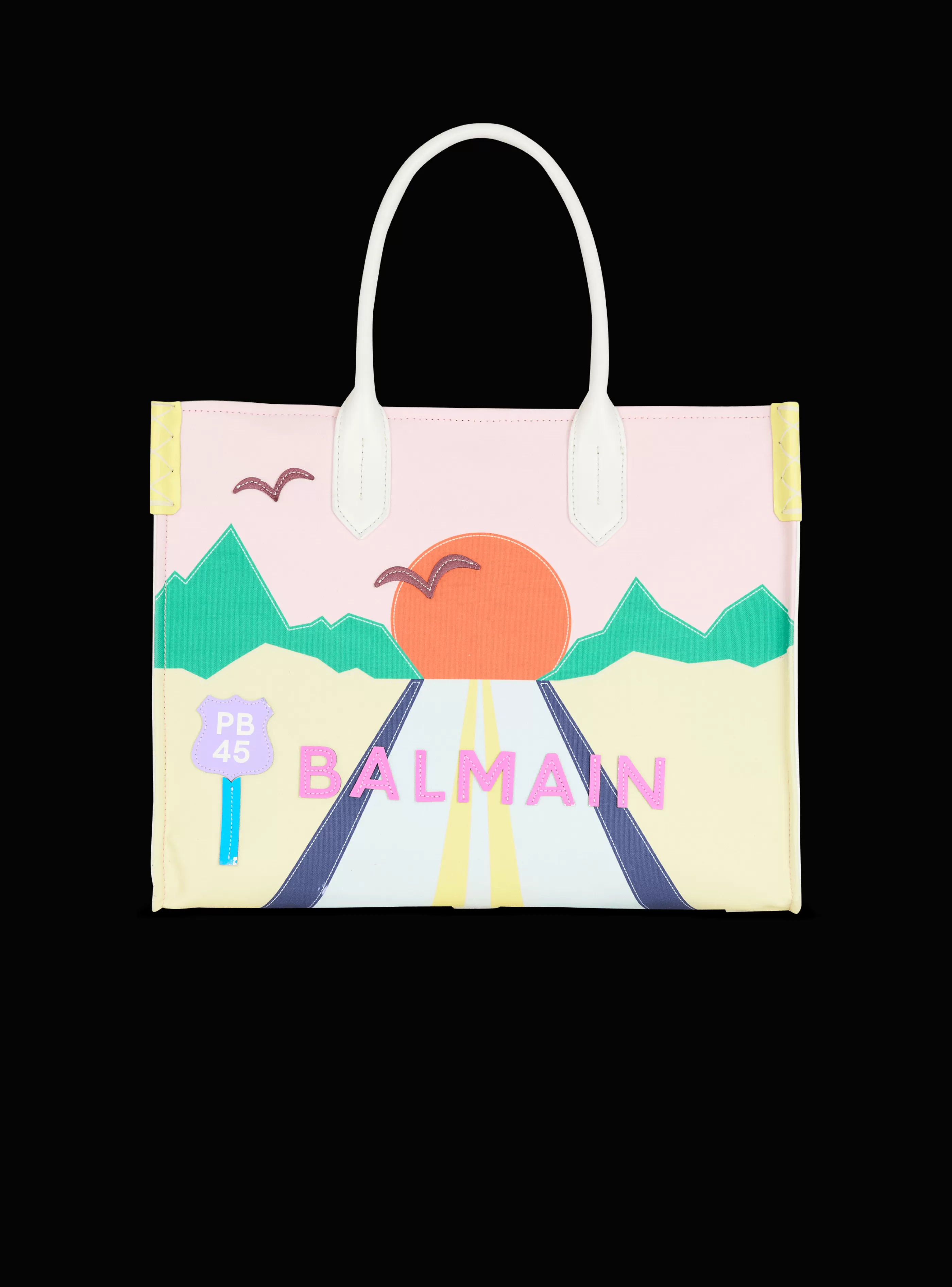 Balmain Shopper | Borse A Spalla-B-Army Shopper Medium Tote Bag In Canvas And Postcard Patchwork Leather multicolor